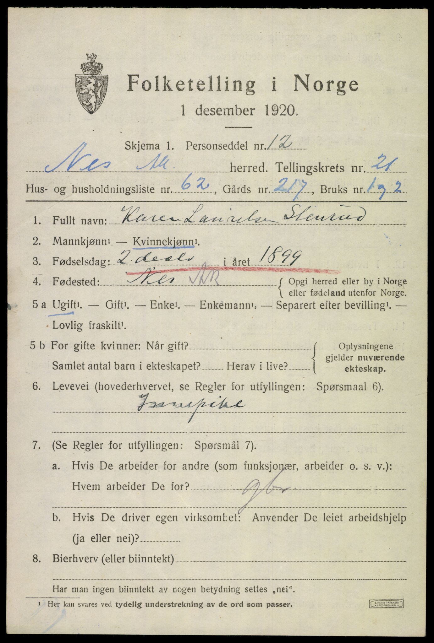 SAO, Folketelling 1920 for 0236 Nes herred, 1920, s. 22592