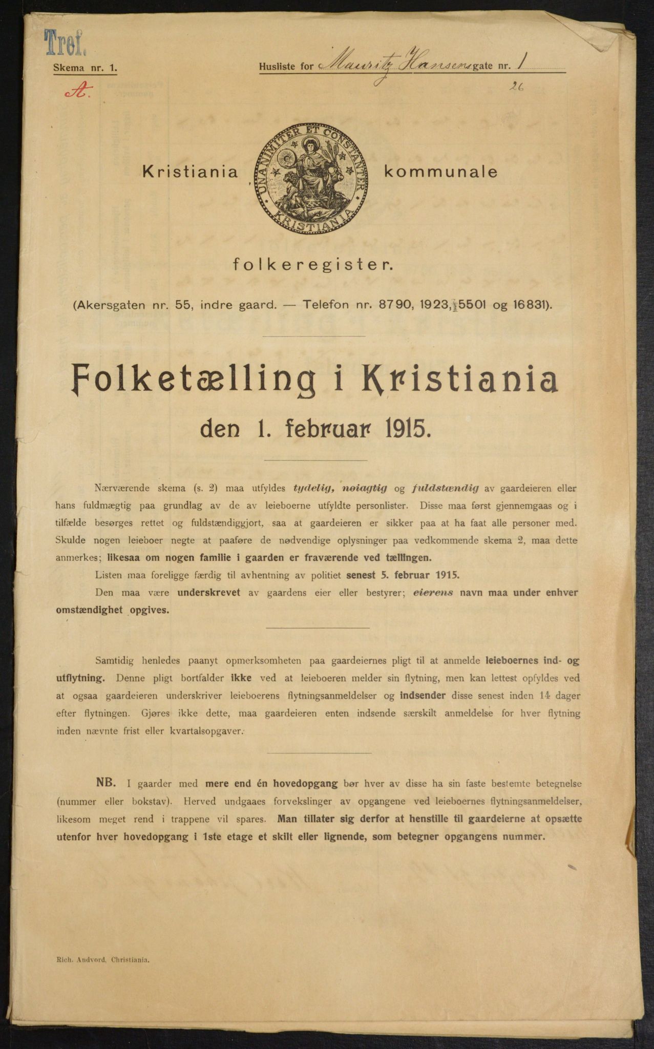OBA, Kommunal folketelling 1.2.1915 for Kristiania, 1915, s. 64260