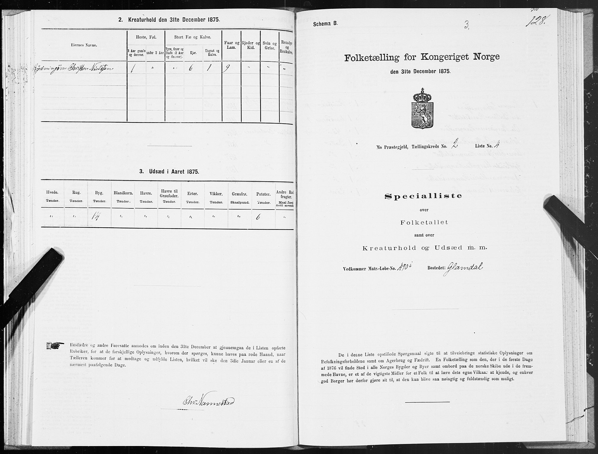 SAT, Folketelling 1875 for 1833P Mo prestegjeld, 1875, s. 1128