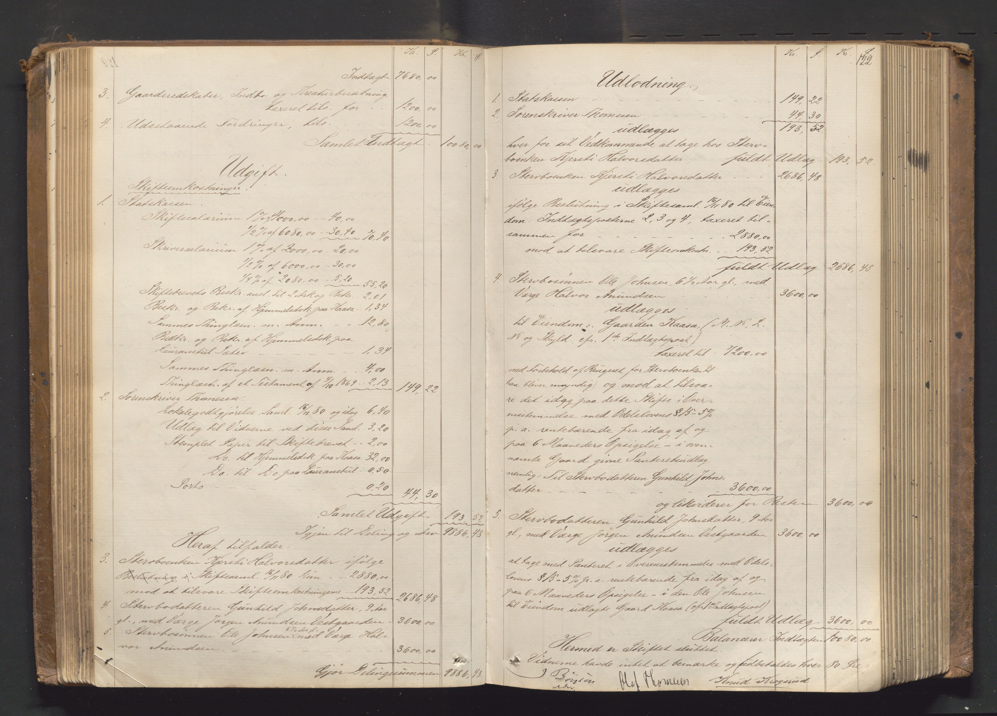 Nedre Telemark sorenskriveri, SAKO/A-135/H/Hb/Hbe/L0003: Skifteutlodningsprotokoll, 1878-1892, s. 121b-122a