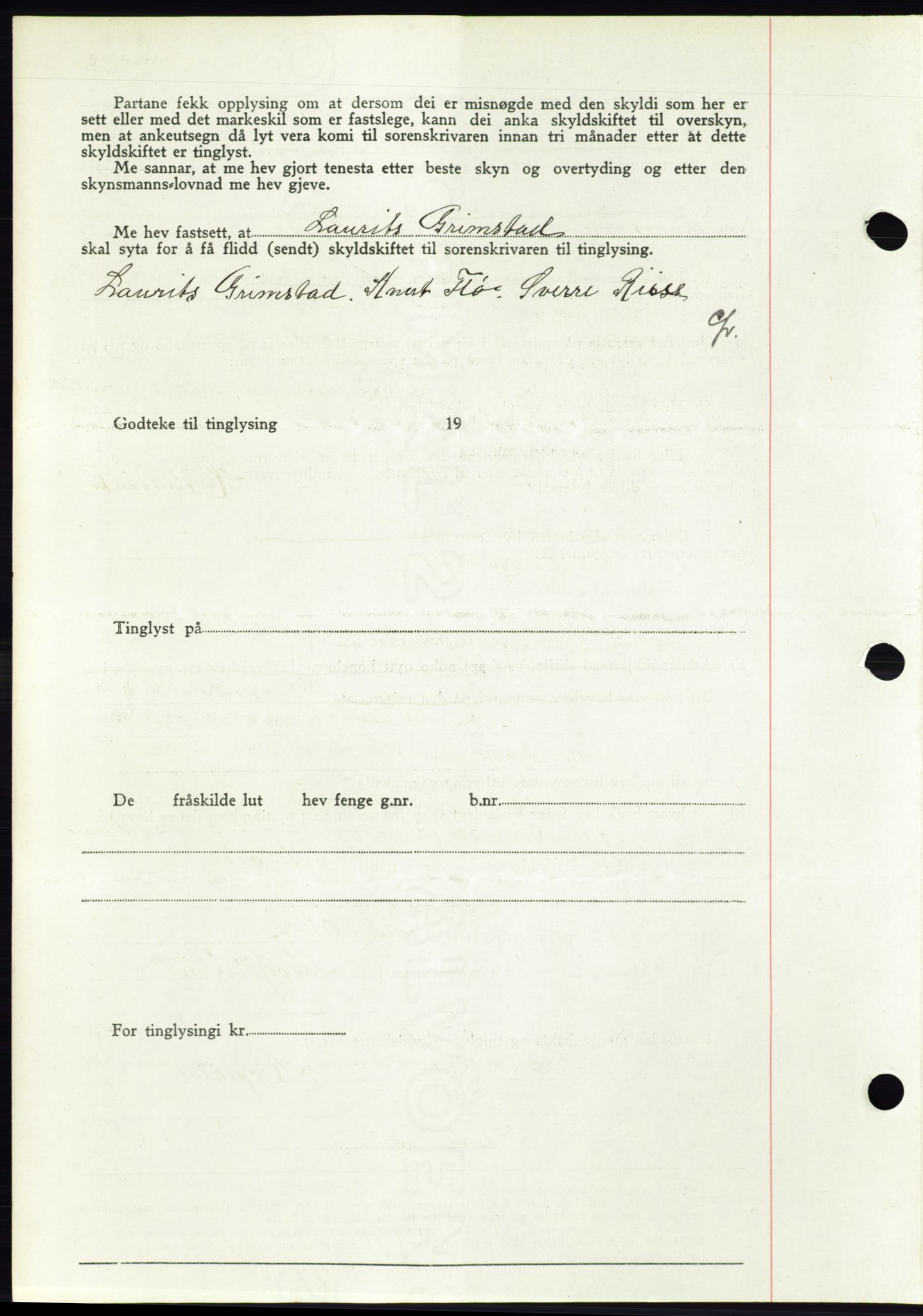 Søre Sunnmøre sorenskriveri, AV/SAT-A-4122/1/2/2C/L0075: Pantebok nr. 1A, 1943-1943, Dagboknr: 711/1943