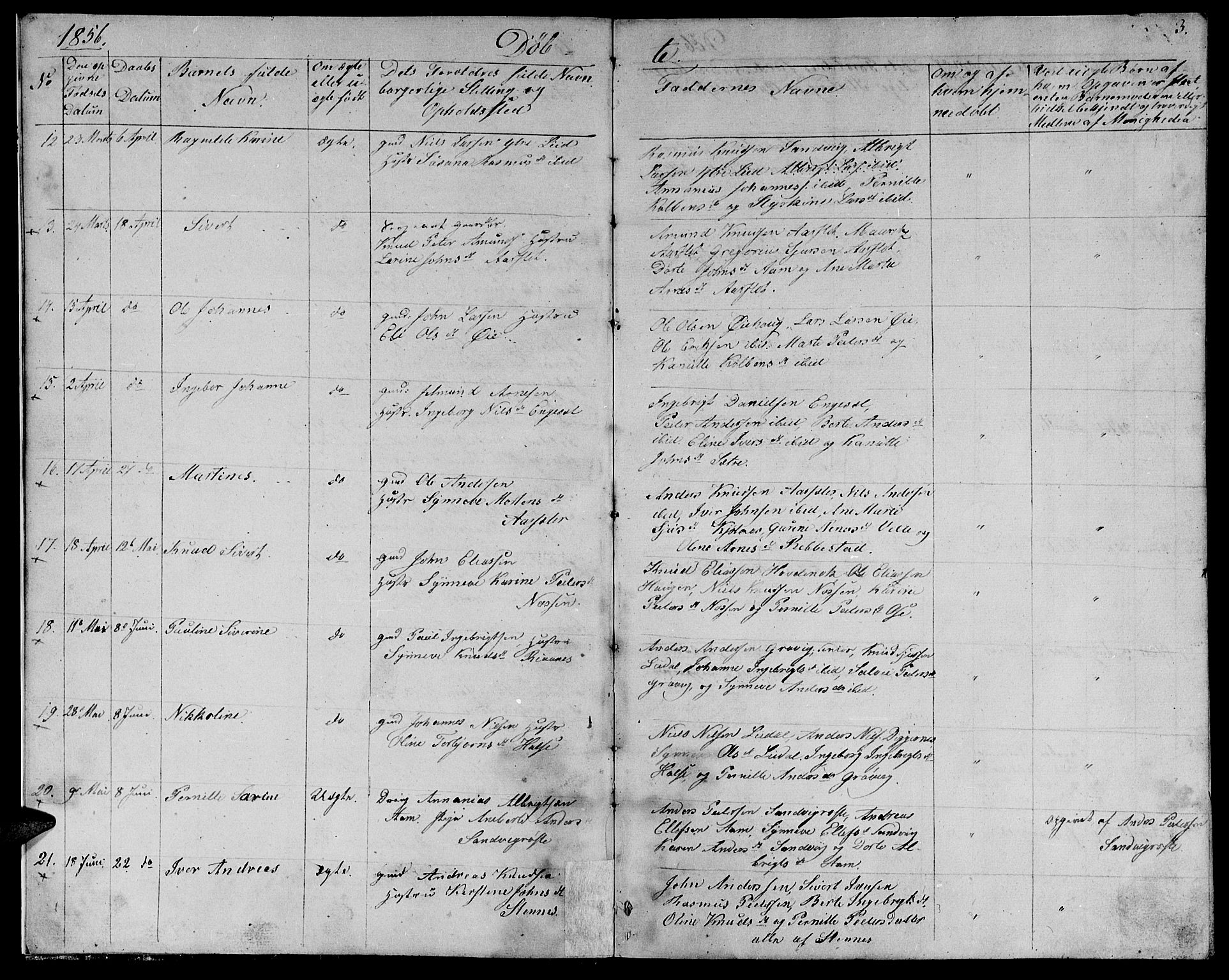 Ministerialprotokoller, klokkerbøker og fødselsregistre - Møre og Romsdal, AV/SAT-A-1454/513/L0187: Klokkerbok nr. 513C01, 1856-1864, s. 3