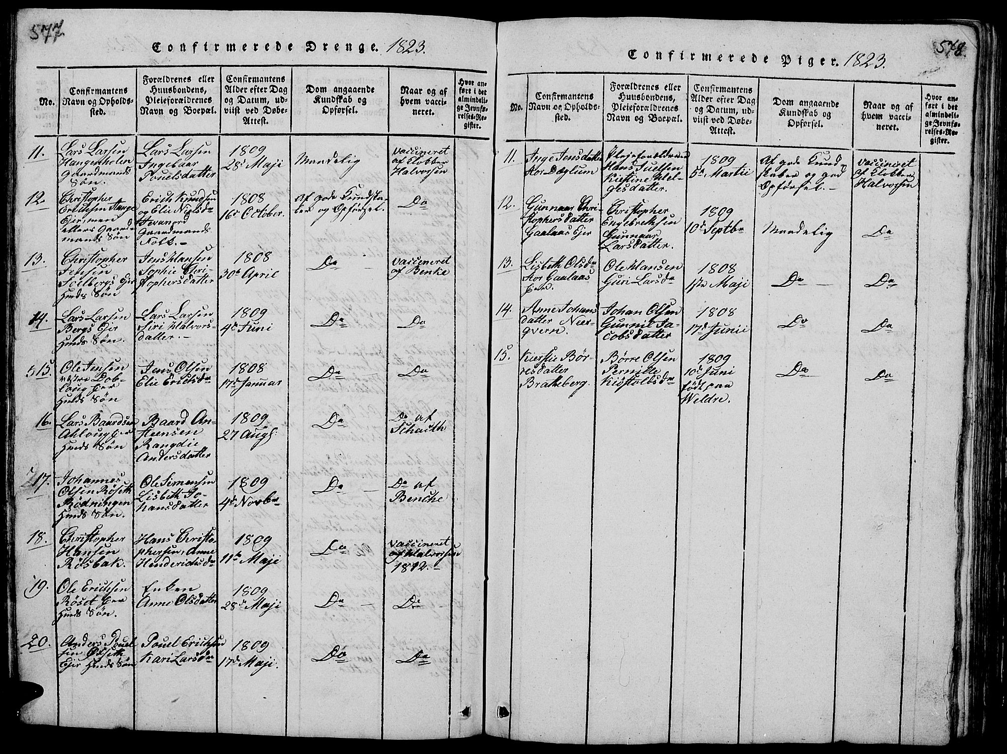 Vang prestekontor, Hedmark, SAH/PREST-008/H/Ha/Hab/L0005: Klokkerbok nr. 5, 1815-1836, s. 577-578