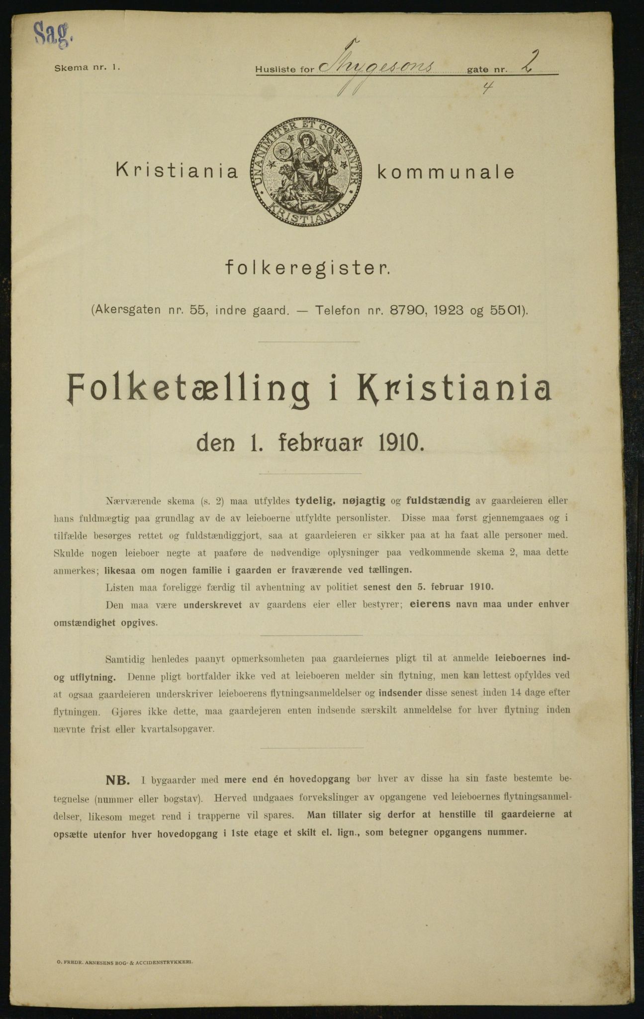 OBA, Kommunal folketelling 1.2.1910 for Kristiania, 1910, s. 105674
