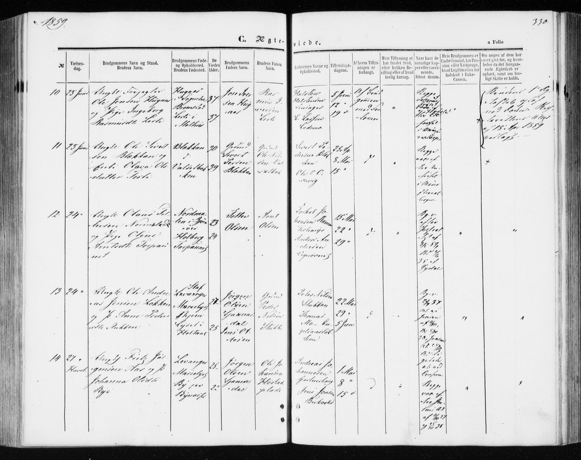 Ministerialprotokoller, klokkerbøker og fødselsregistre - Sør-Trøndelag, AV/SAT-A-1456/606/L0292: Ministerialbok nr. 606A07, 1856-1865, s. 330