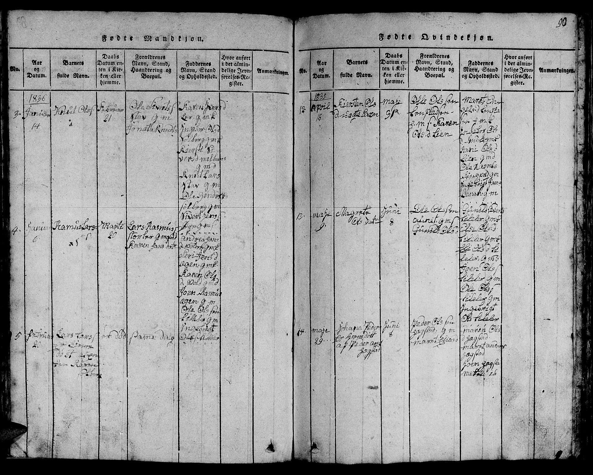 Ministerialprotokoller, klokkerbøker og fødselsregistre - Sør-Trøndelag, AV/SAT-A-1456/613/L0393: Klokkerbok nr. 613C01, 1816-1886, s. 90