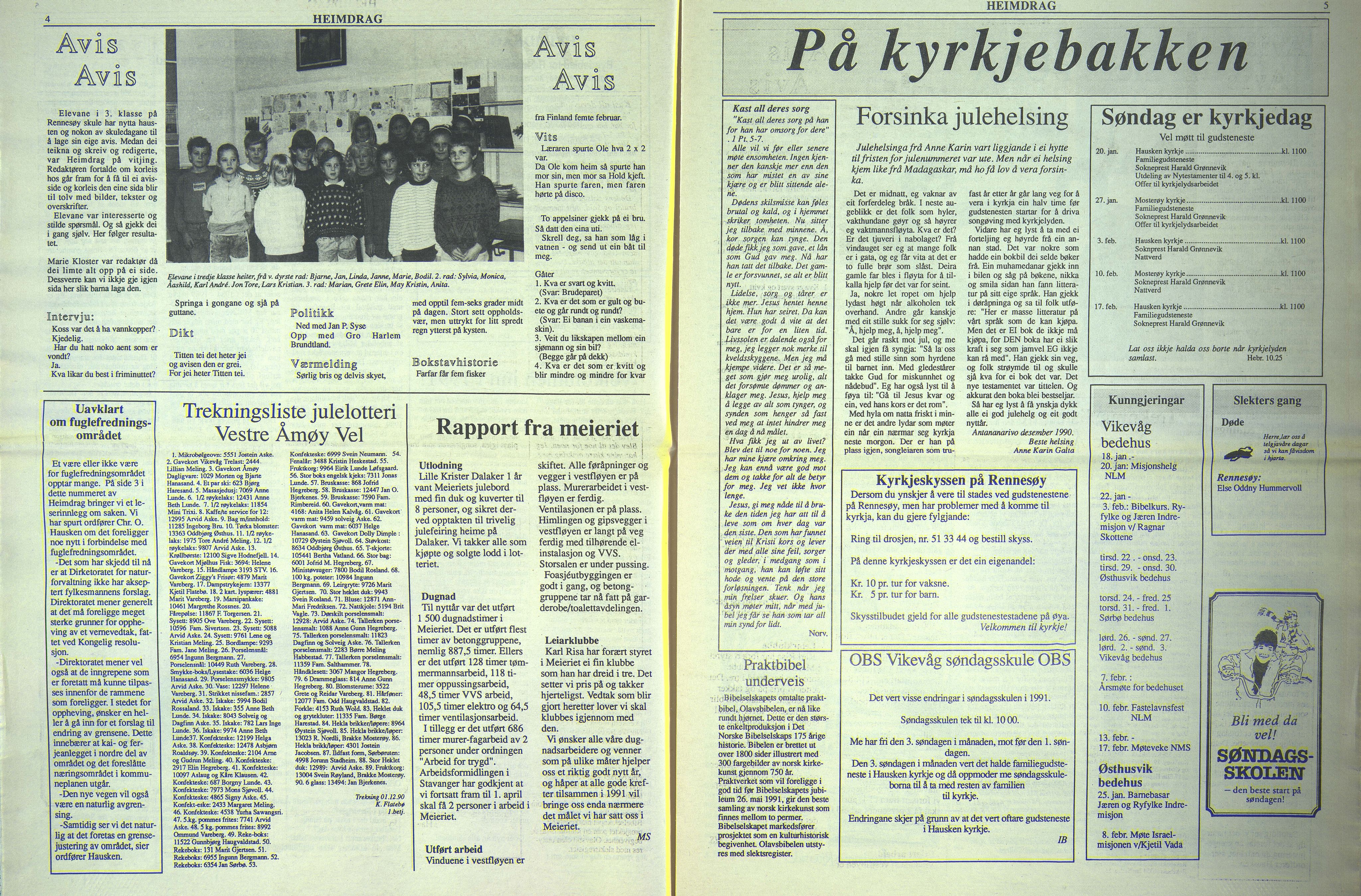 Rennesøy kommune. Heimdrag, lokalavis, BYST/A-0750/X/Xa/L0013: Heimdrag 1991, 1991