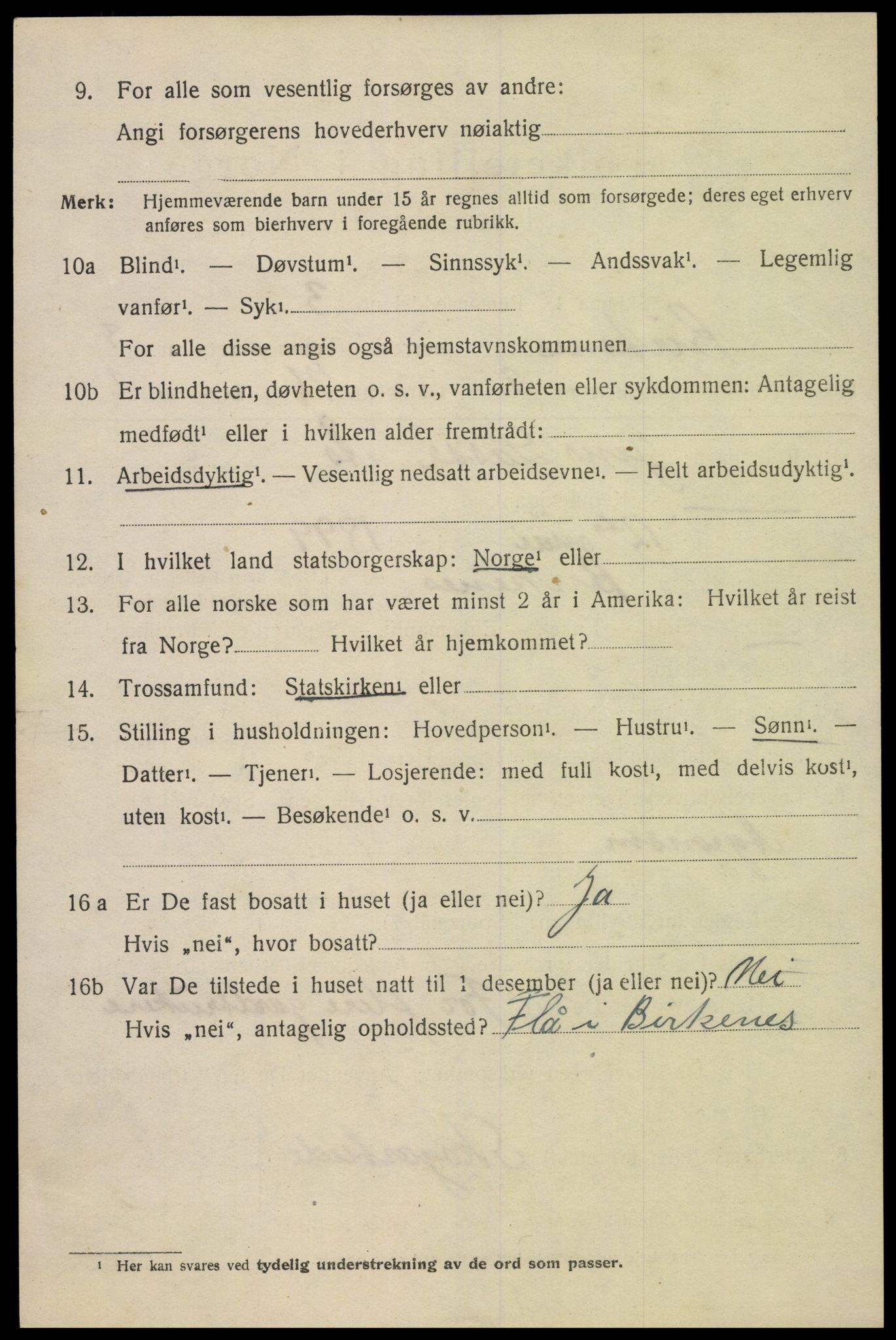 SAK, Folketelling 1920 for 0928 Birkenes herred, 1920, s. 1434