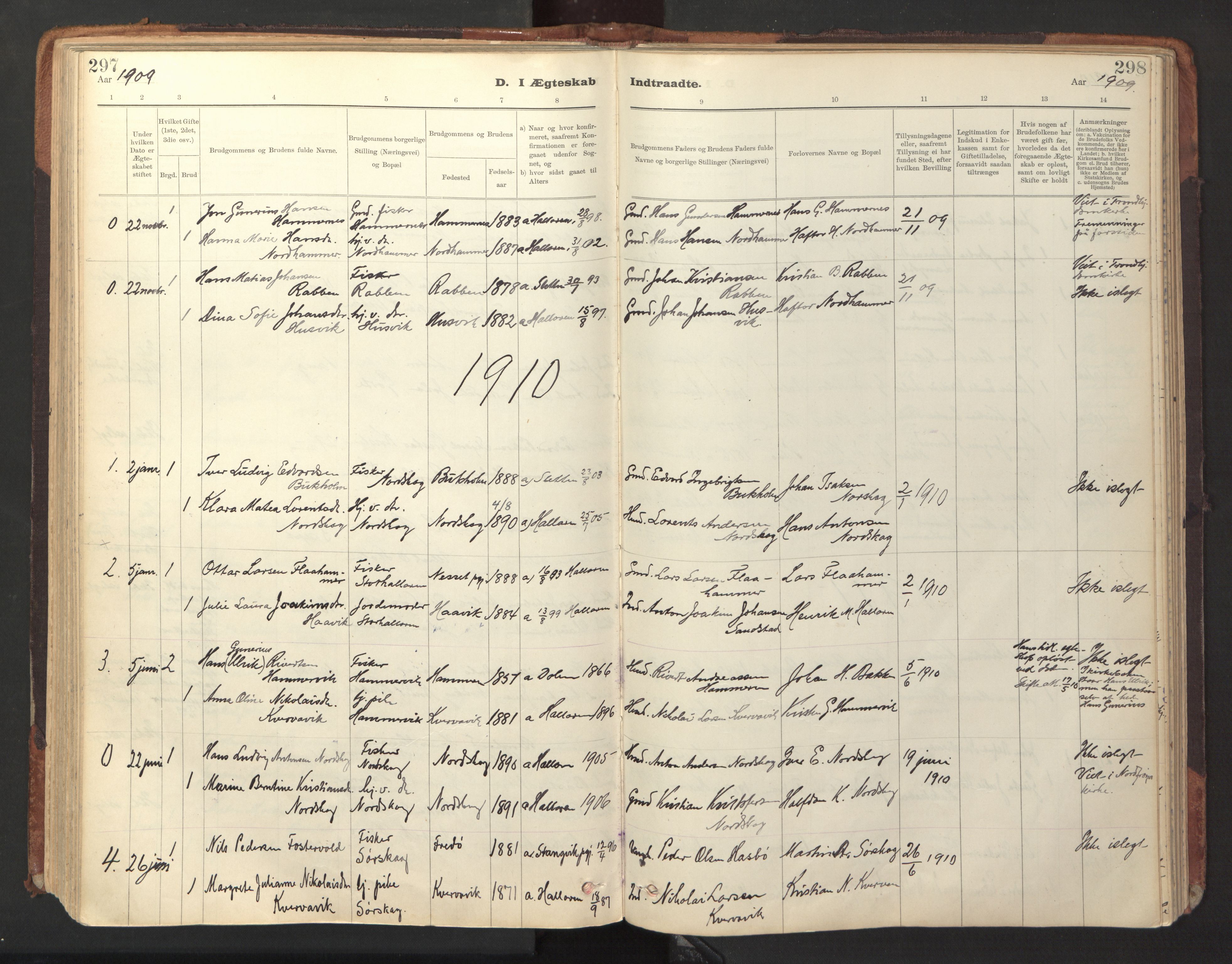 Ministerialprotokoller, klokkerbøker og fødselsregistre - Sør-Trøndelag, SAT/A-1456/641/L0596: Ministerialbok nr. 641A02, 1898-1915, s. 297-298