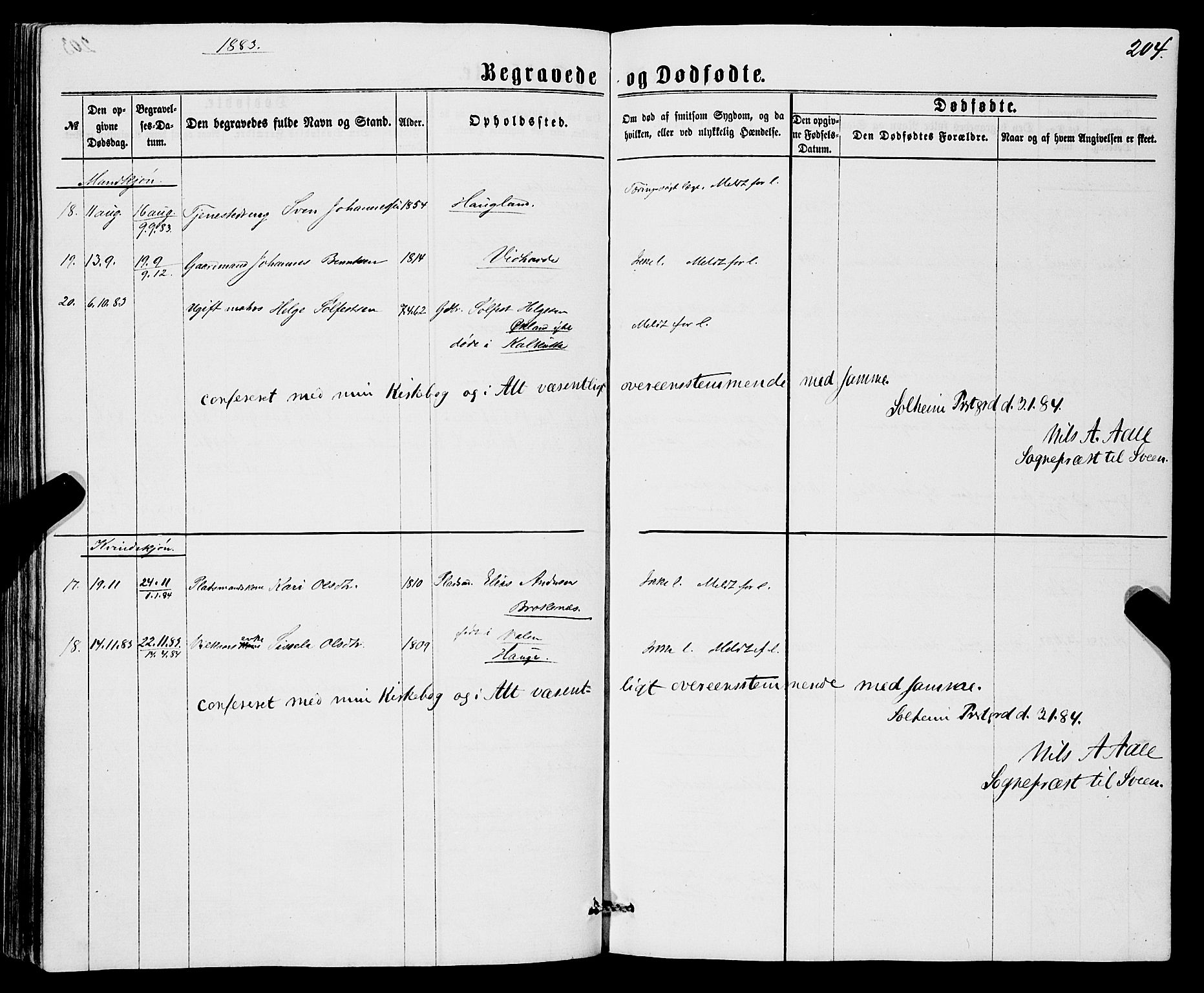 Sveio Sokneprestembete, AV/SAB-A-78501/H/Hab: Klokkerbok nr. B 1, 1864-1886, s. 204