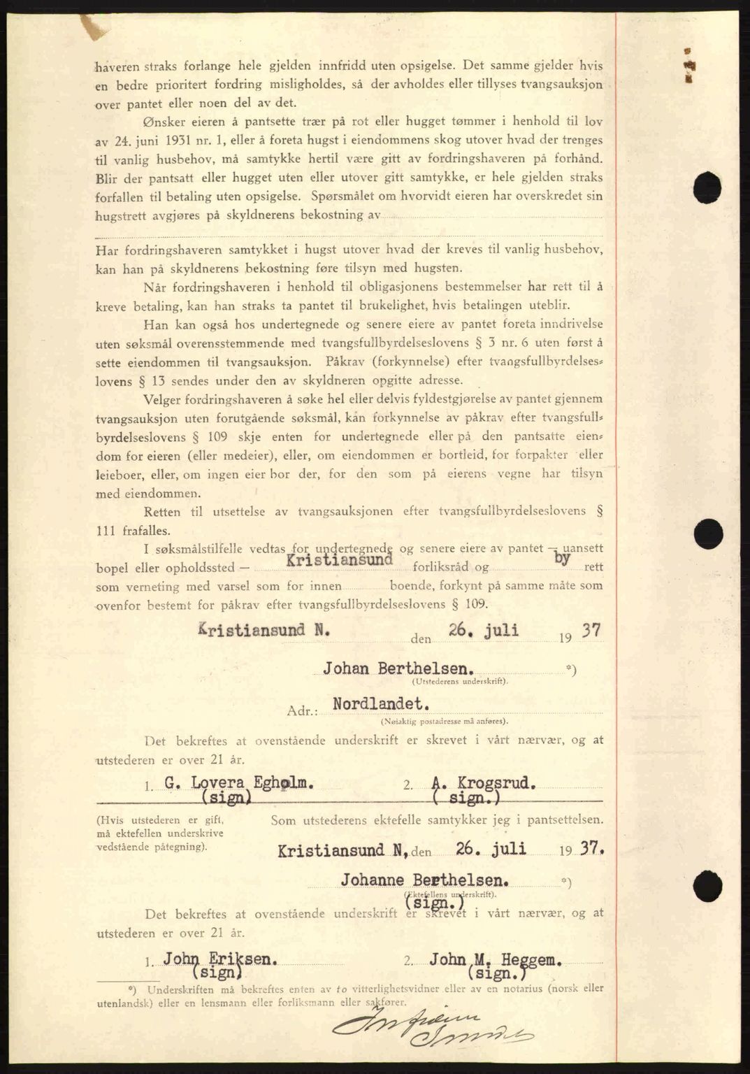 Kristiansund byfogd, AV/SAT-A-4587/A/27: Pantebok nr. 29, 1936-1937, Dagboknr: 448/1937