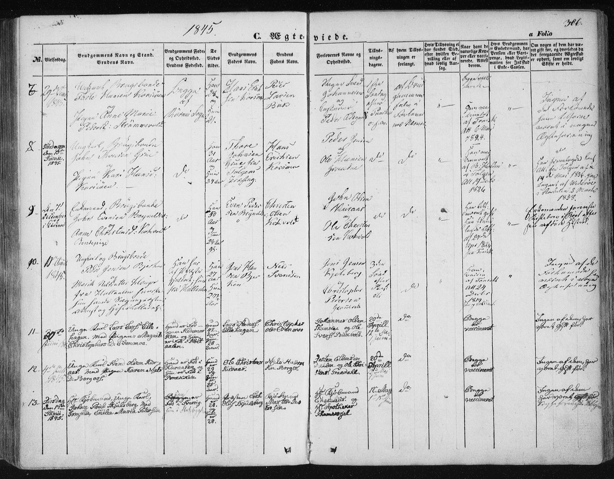 Ministerialprotokoller, klokkerbøker og fødselsregistre - Sør-Trøndelag, SAT/A-1456/681/L0931: Ministerialbok nr. 681A09, 1845-1859, s. 306