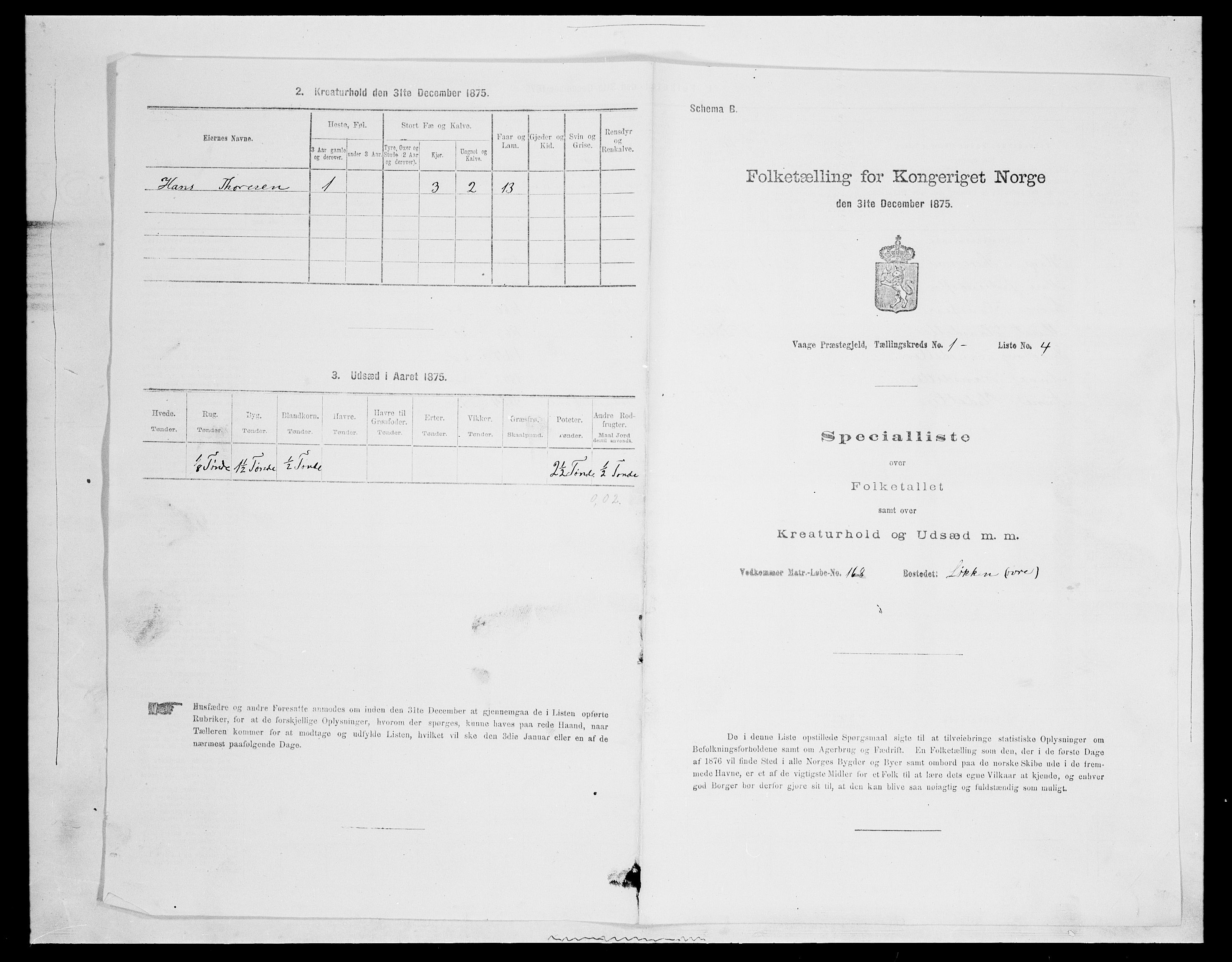 SAH, Folketelling 1875 for 0515P Vågå prestegjeld, 1875, s. 128