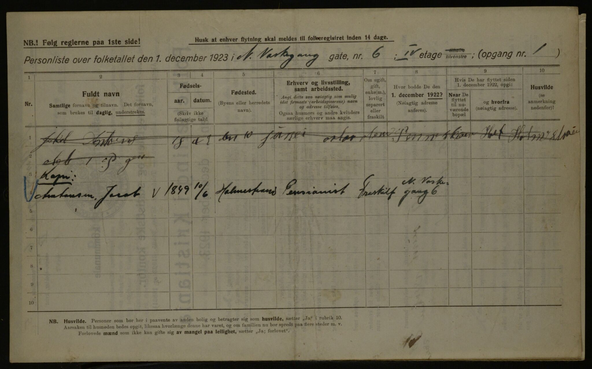 OBA, Kommunal folketelling 1.12.1923 for Kristiania, 1923, s. 76561