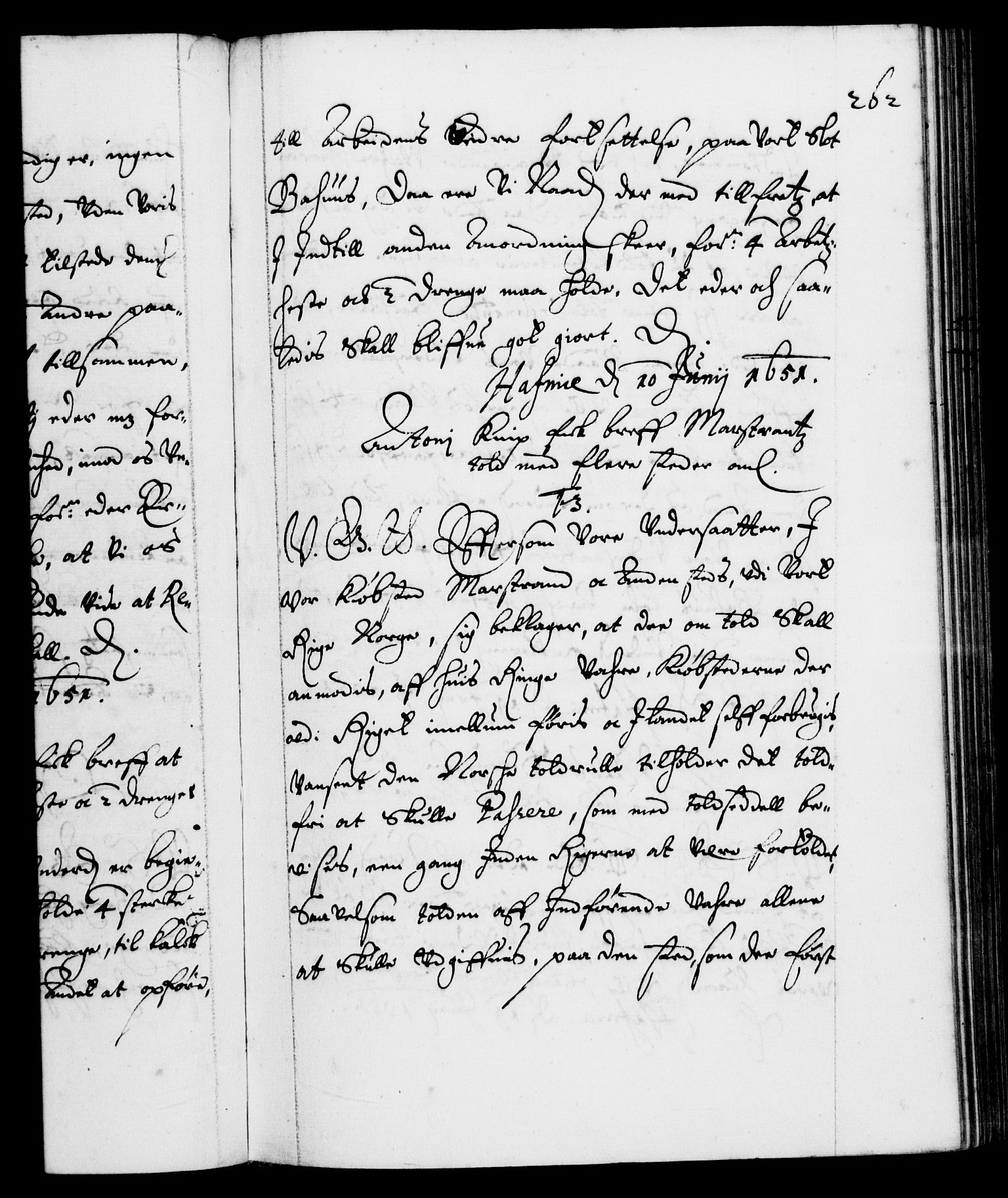 Danske Kanselli 1572-1799, AV/RA-EA-3023/F/Fc/Fca/Fcab/L0008: Norske tegnelser (mikrofilm), 1648-1652, s. 262a