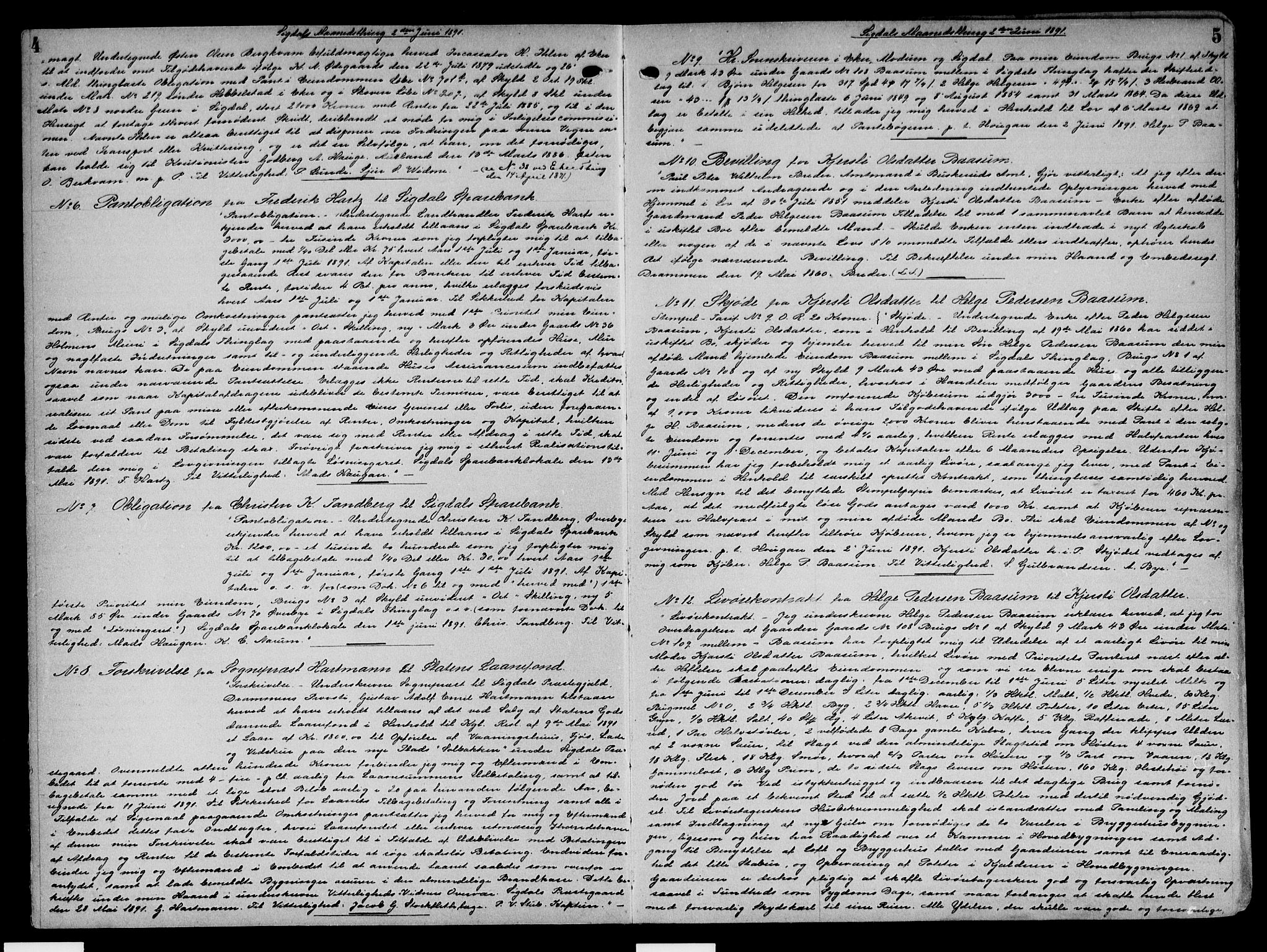 Eiker, Modum og Sigdal sorenskriveri, SAKO/A-123/G/Ga/Gaa/L0021: Pantebok nr. I 21, 1891-1894, s. 4-5