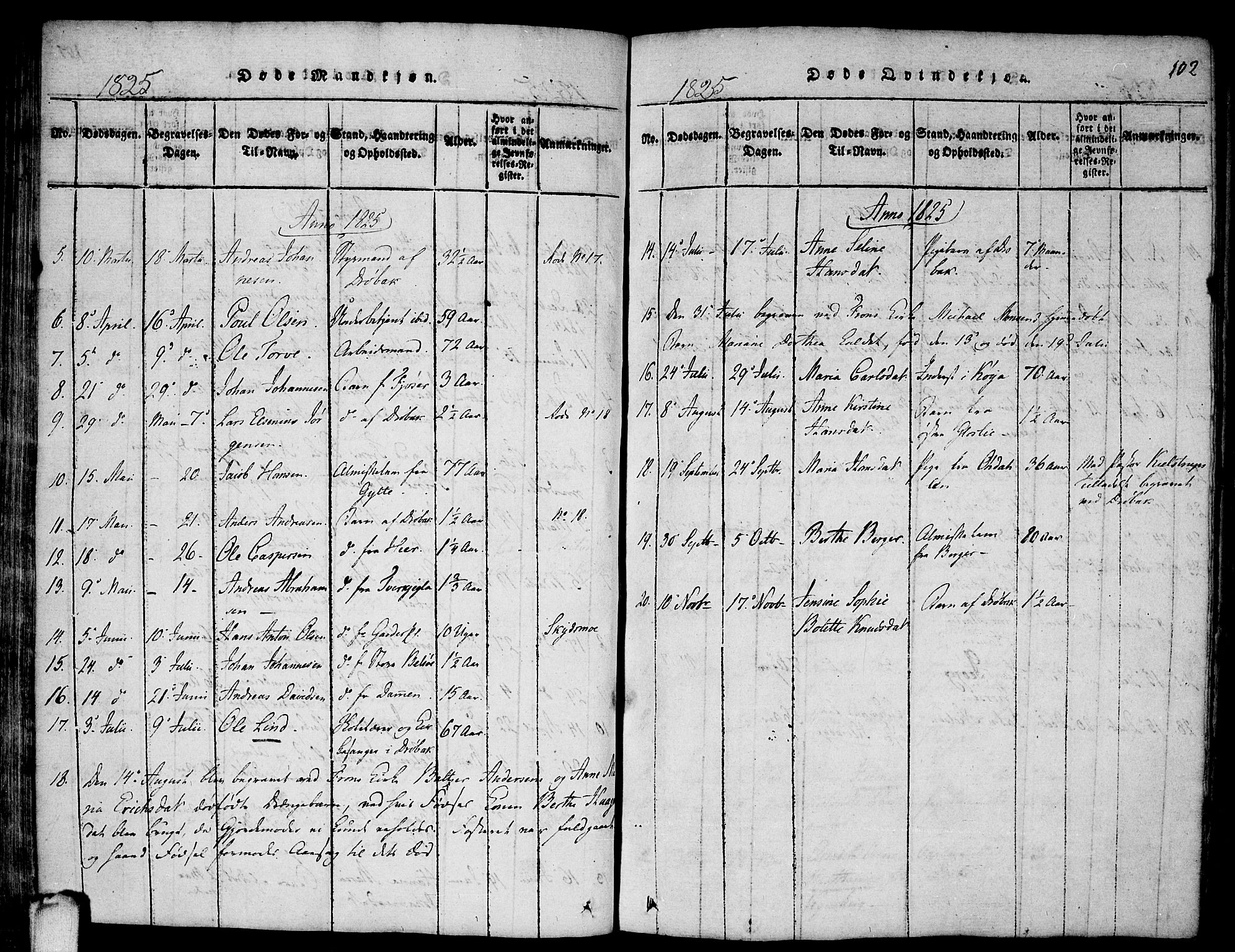Drøbak prestekontor Kirkebøker, SAO/A-10142a/F/Fa/L0001: Ministerialbok nr. I 1, 1816-1842, s. 102
