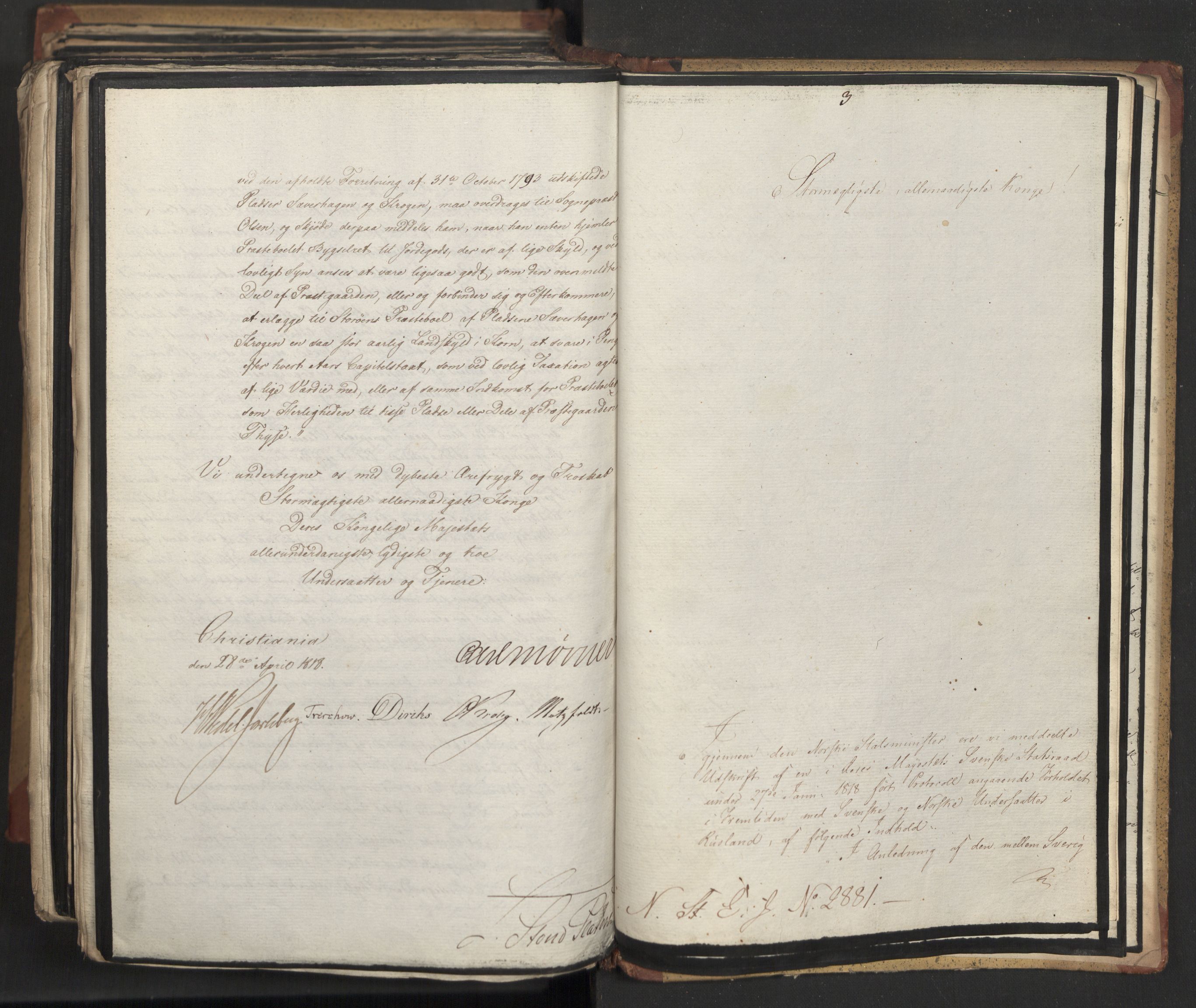 Statsrådsavdelingen i Stockholm, AV/RA-S-1003/D/Da/L0013: Regjeringsinnstillinger nr. 2761-2889, 1818, s. 595