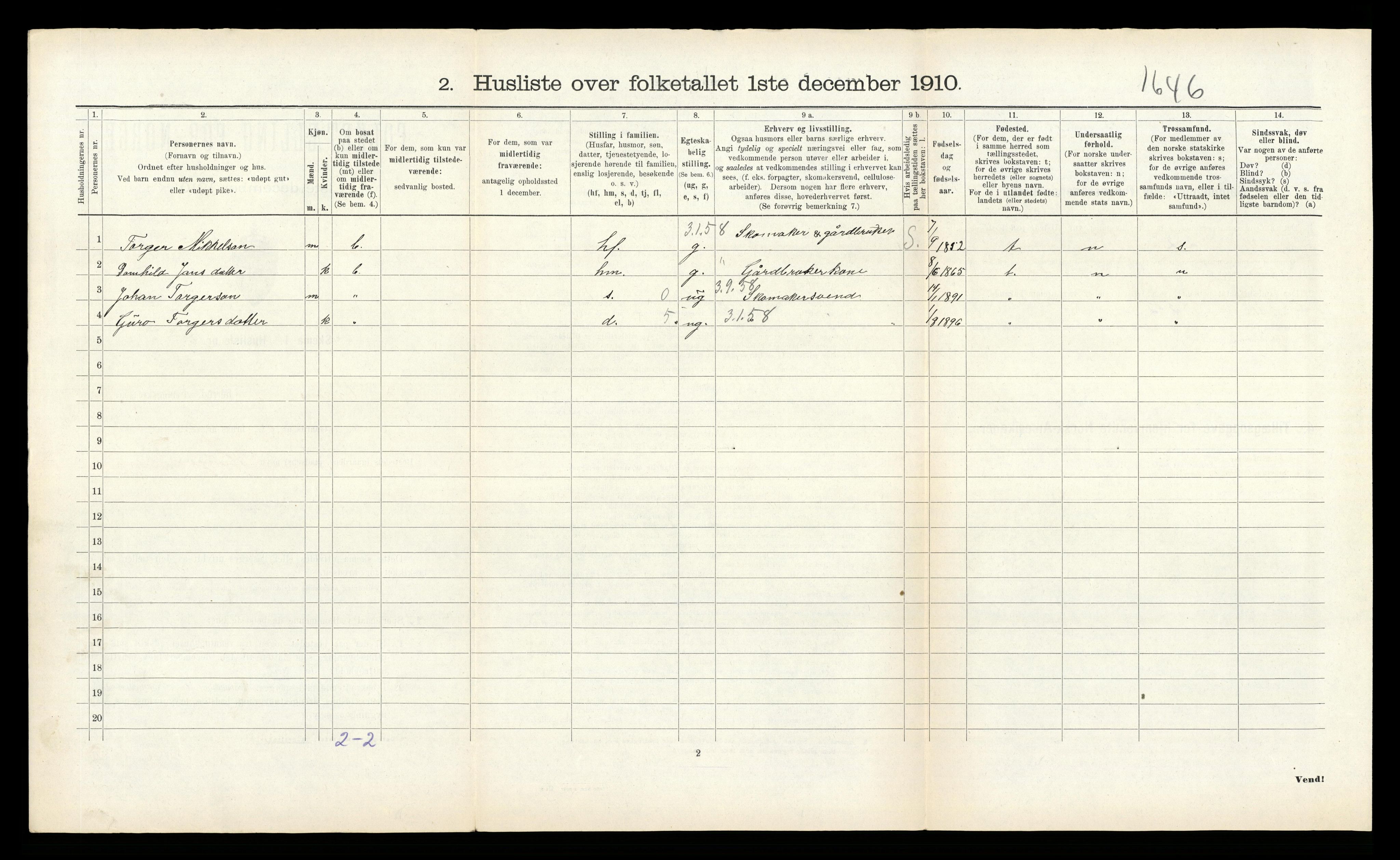 RA, Folketelling 1910 for 1238 Kvam herred, 1910, s. 642