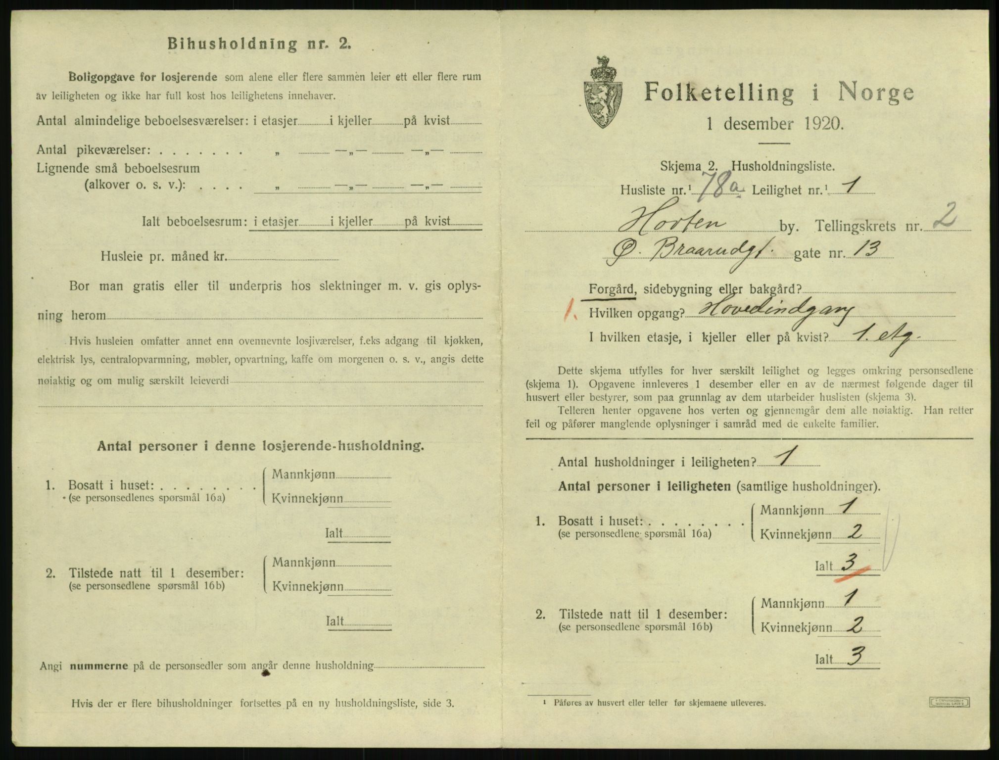 SAKO, Folketelling 1920 for 0703 Horten kjøpstad, 1920, s. 3627