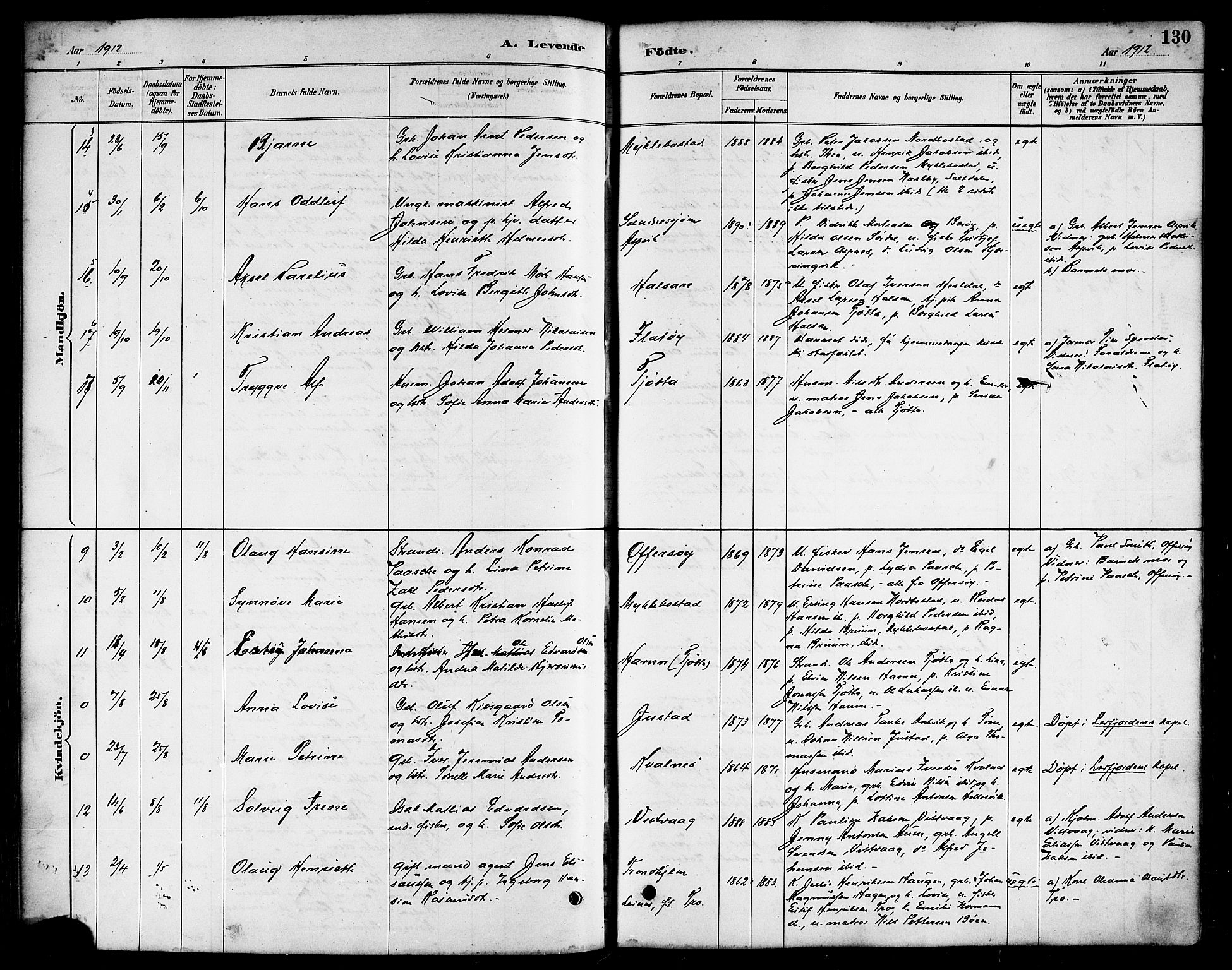 Ministerialprotokoller, klokkerbøker og fødselsregistre - Nordland, AV/SAT-A-1459/817/L0268: Klokkerbok nr. 817C03, 1884-1920, s. 130