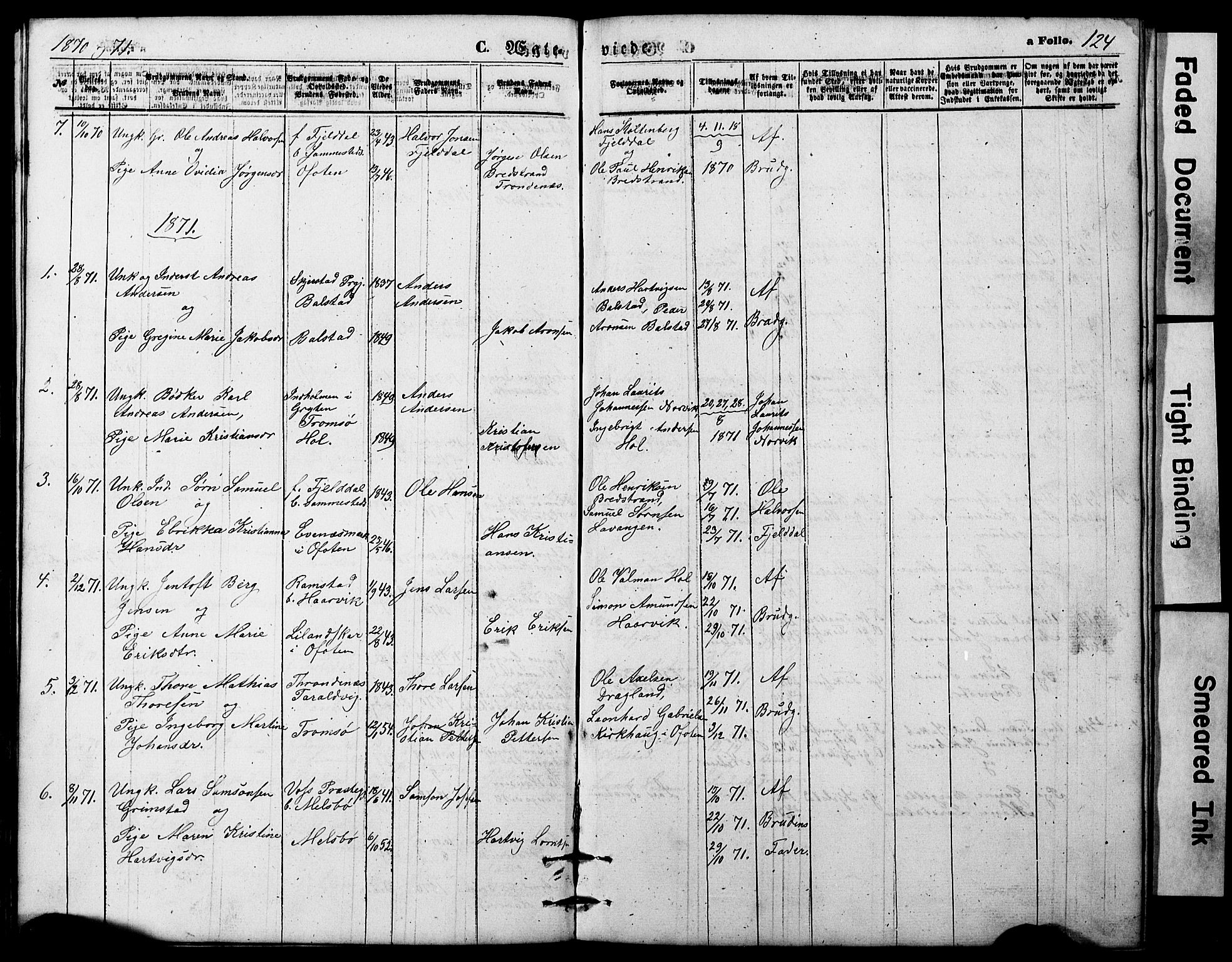 Ministerialprotokoller, klokkerbøker og fødselsregistre - Nordland, AV/SAT-A-1459/865/L0930: Klokkerbok nr. 865C02, 1866-1884, s. 124