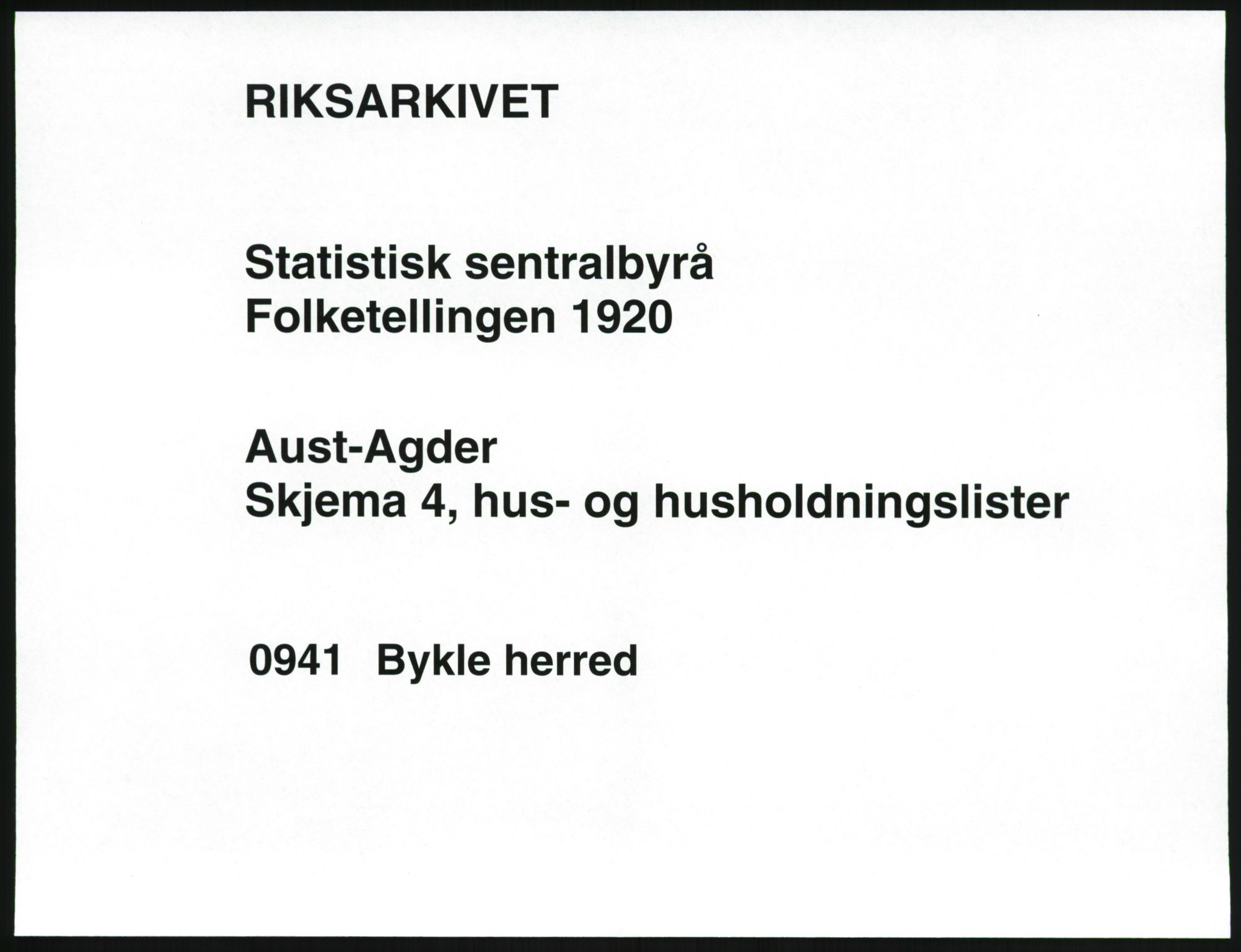 SAK, Folketelling 1920 for 0941 Bykle herred, 1920, s. 17