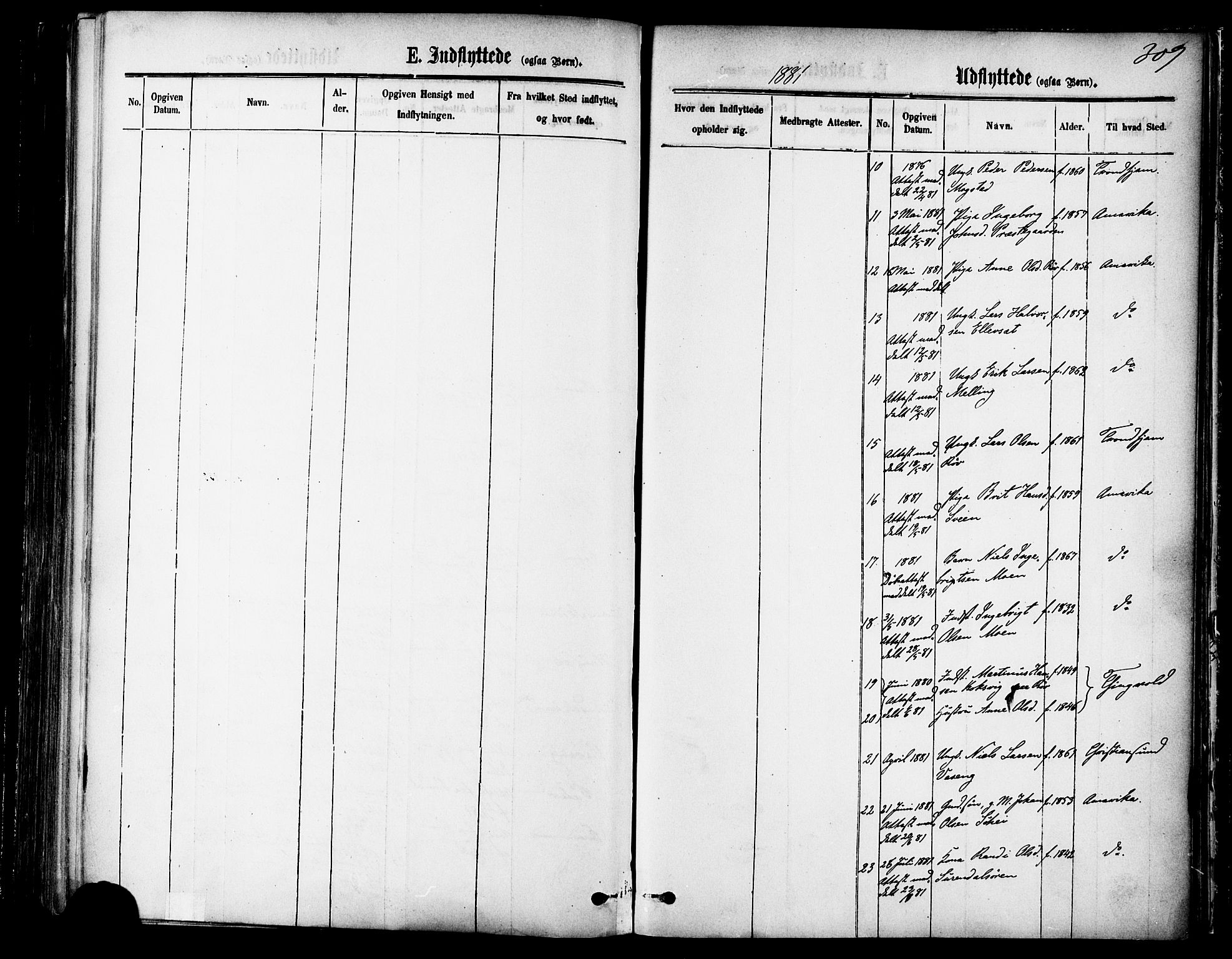 Ministerialprotokoller, klokkerbøker og fødselsregistre - Møre og Romsdal, SAT/A-1454/595/L1046: Ministerialbok nr. 595A08, 1874-1884, s. 309