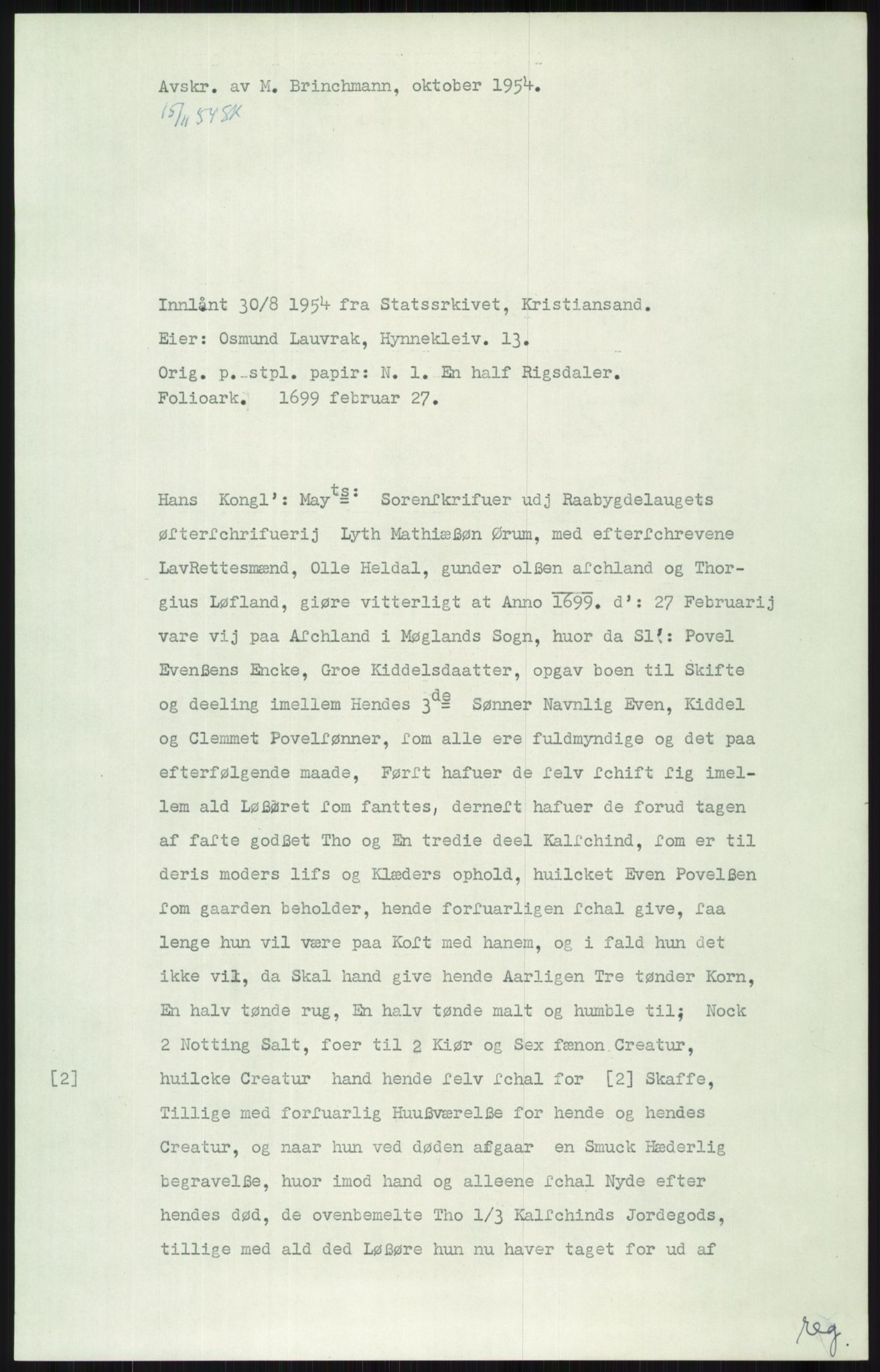 Samlinger til kildeutgivelse, Diplomavskriftsamlingen, AV/RA-EA-4053/H/Ha, s. 3109