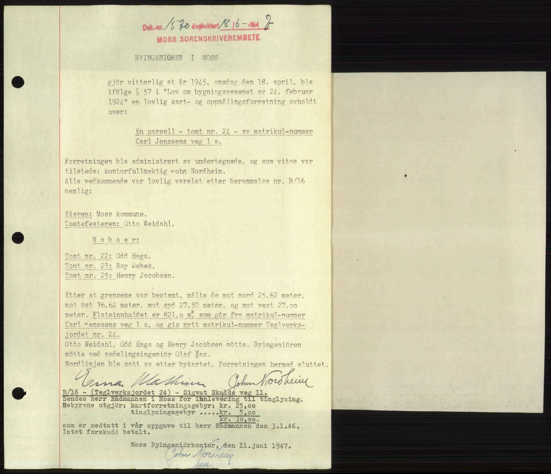 Moss sorenskriveri, SAO/A-10168: Pantebok nr. A17, 1947-1947, Dagboknr: 1570/1947