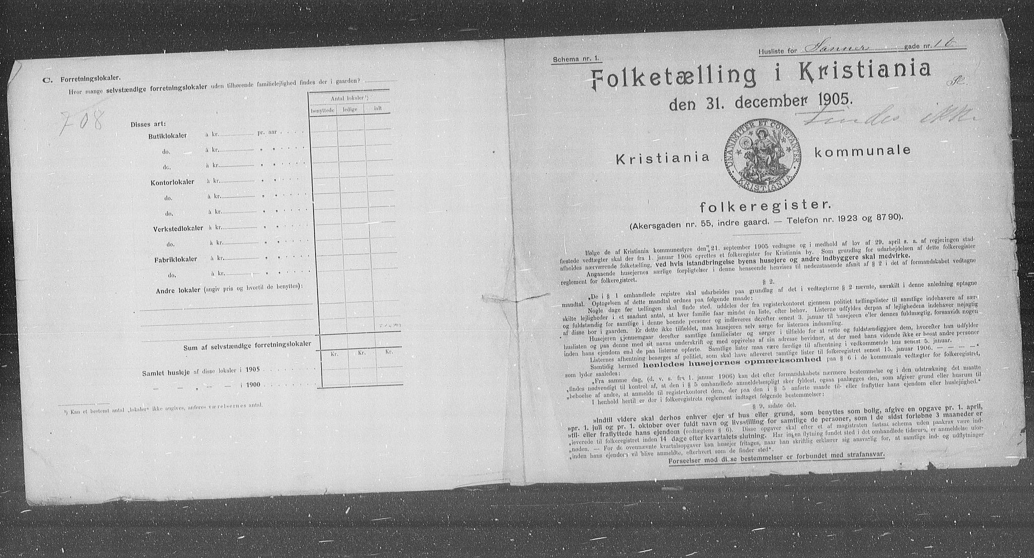 OBA, Kommunal folketelling 31.12.1905 for Kristiania kjøpstad, 1905, s. 46016