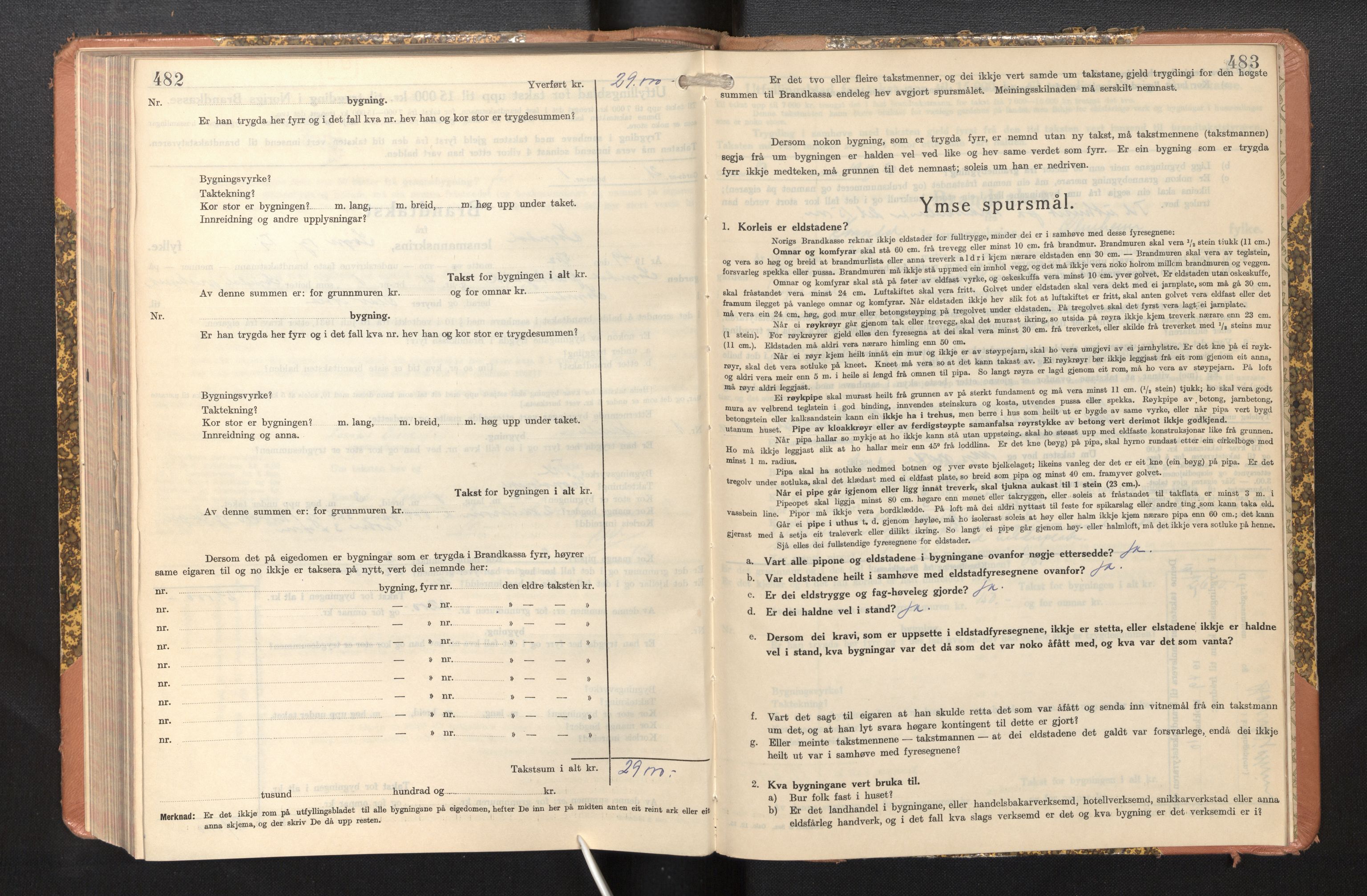 Lensmannen i Sogndal, AV/SAB-A-29901/0012/L0014: Branntakstprotokoll, skjematakst, 1938-1950, s. 482-483