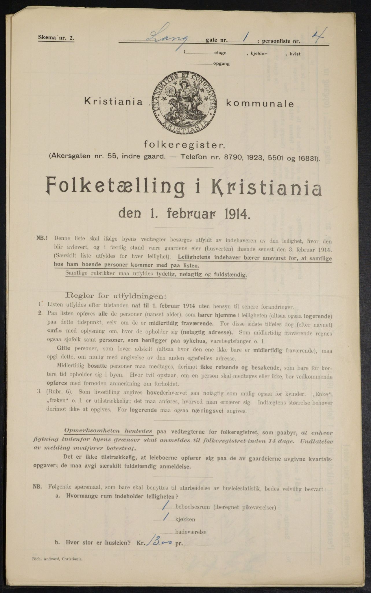 OBA, Kommunal folketelling 1.2.1914 for Kristiania, 1914, s. 56357