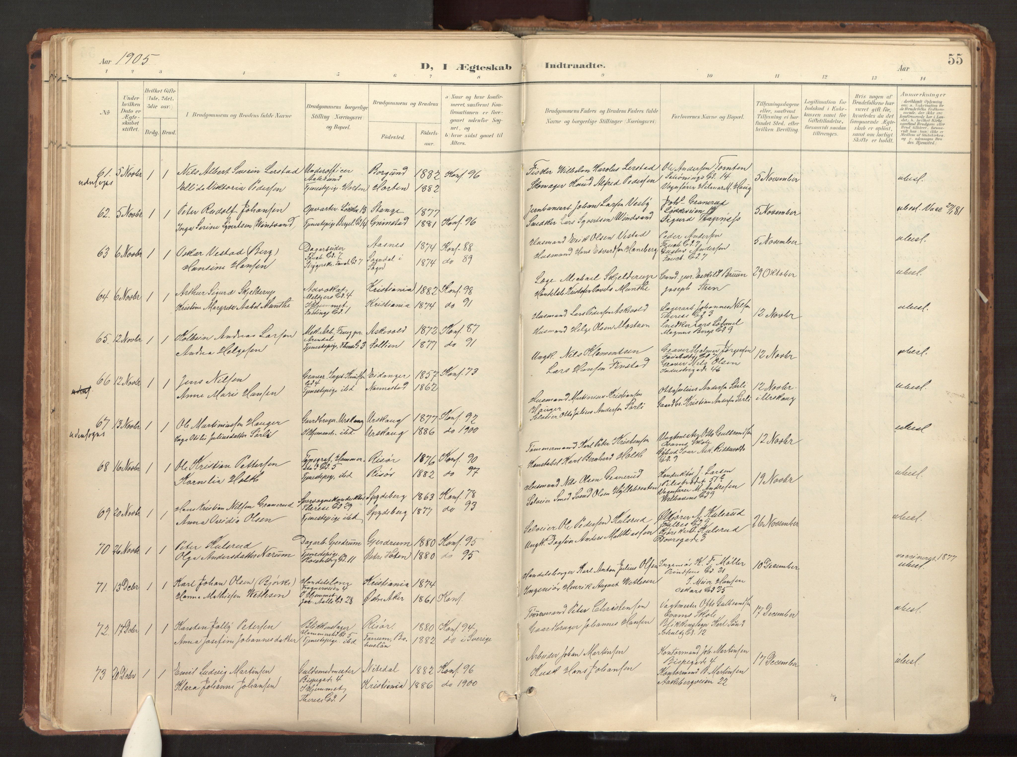 Fagerborg prestekontor Kirkebøker, AV/SAO-A-10844/F/Fa/L0003: Ministerialbok nr. 3, 1898-1916, s. 55