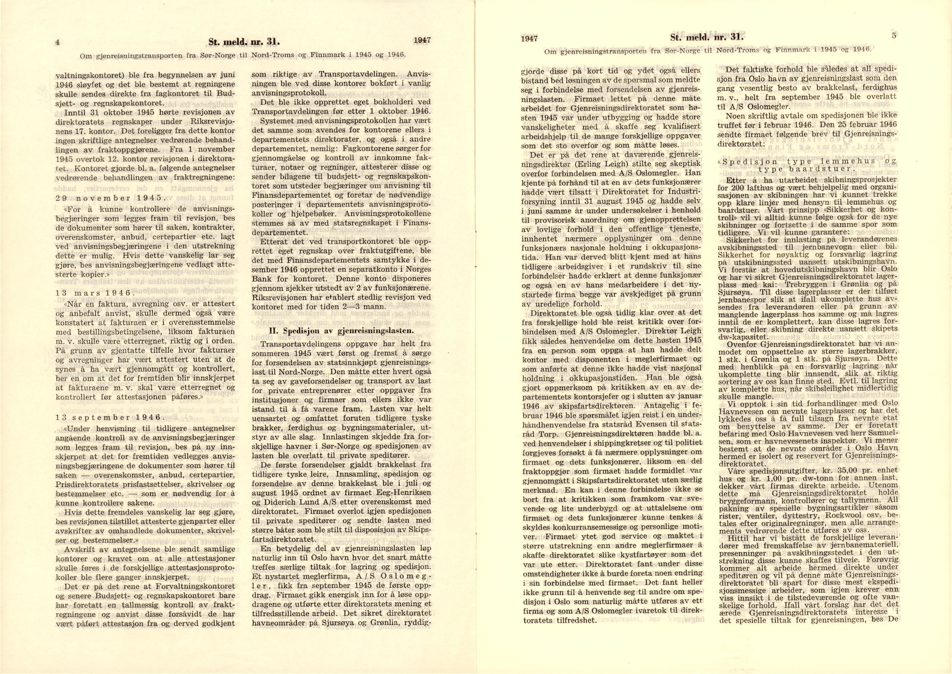 Finnmarkskontorets presse- og opplysningsarkiv , FMFB/A-1198/E/L0007/0004: 5. Små skrifter om gjenreisningen / Stortingsmelding nr. 31, 1947