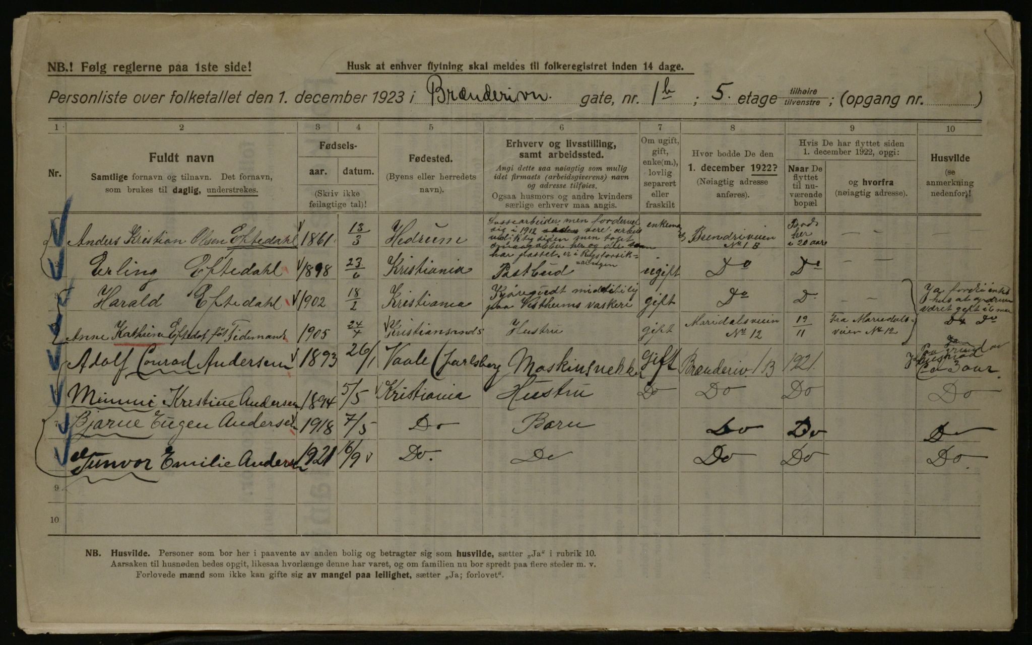 OBA, Kommunal folketelling 1.12.1923 for Kristiania, 1923, s. 11054