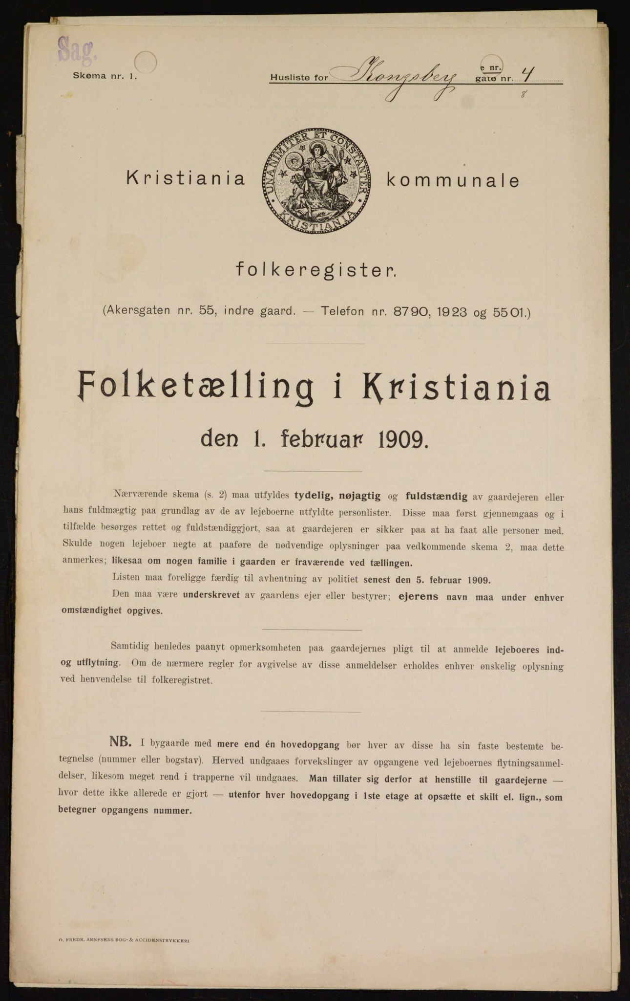 OBA, Kommunal folketelling 1.2.1909 for Kristiania kjøpstad, 1909, s. 48349