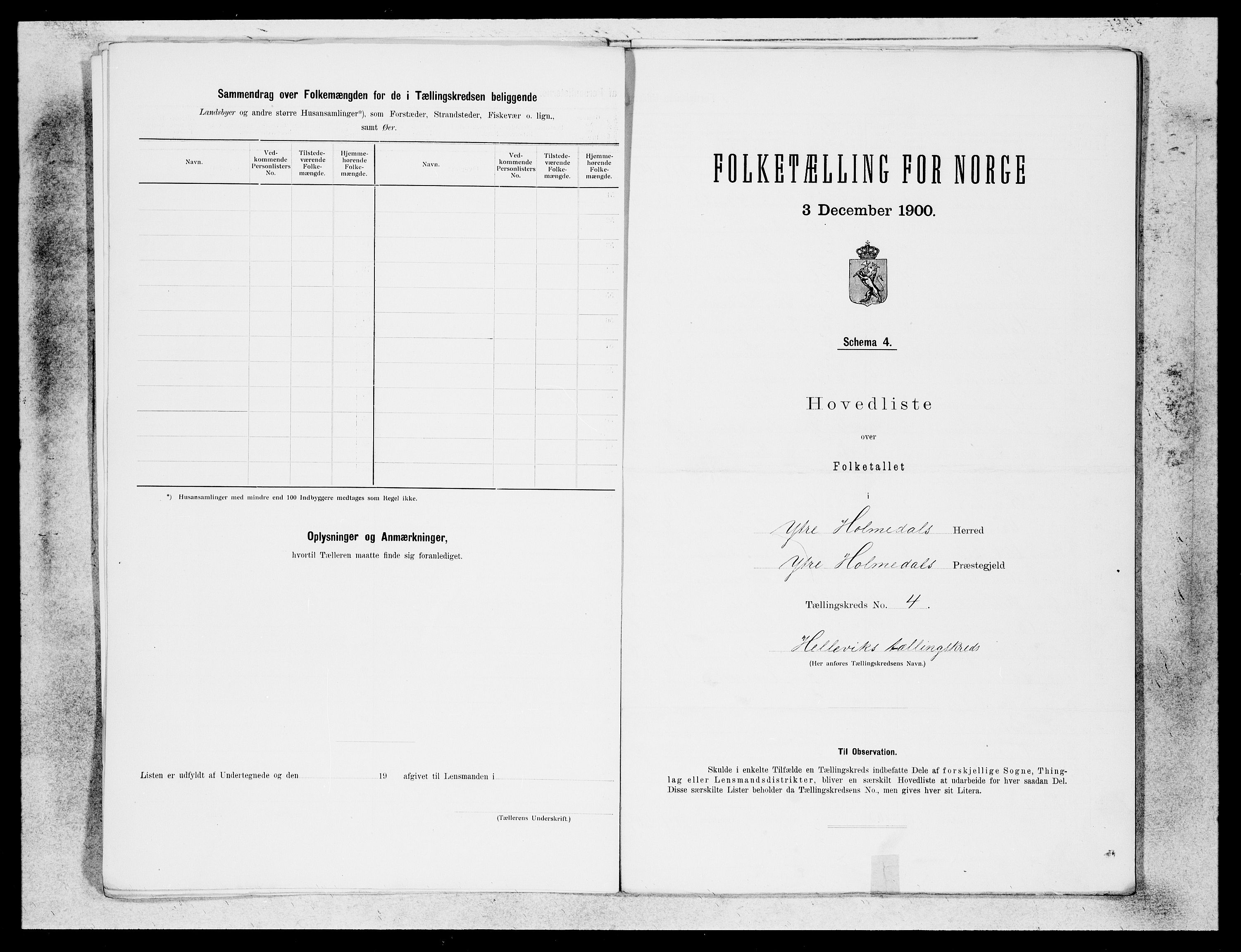 SAB, Folketelling 1900 for 1429 Ytre Holmedal herred, 1900, s. 9