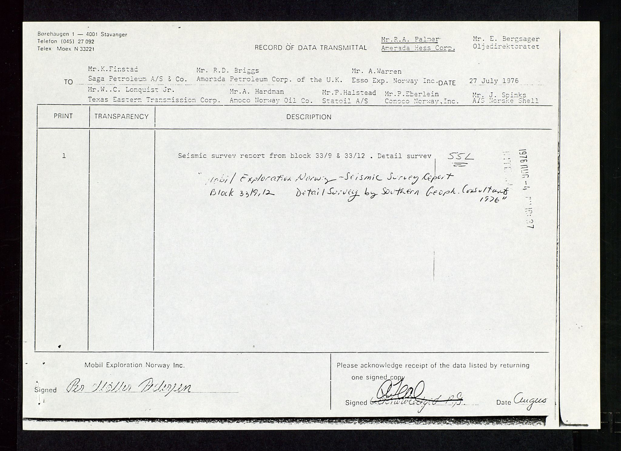 Pa 1578 - Mobil Exploration Norway Incorporated, AV/SAST-A-102024/4/D/Da/L0116: S.E. Smith - Sak og korrespondanse, 1973-1976, s. 257