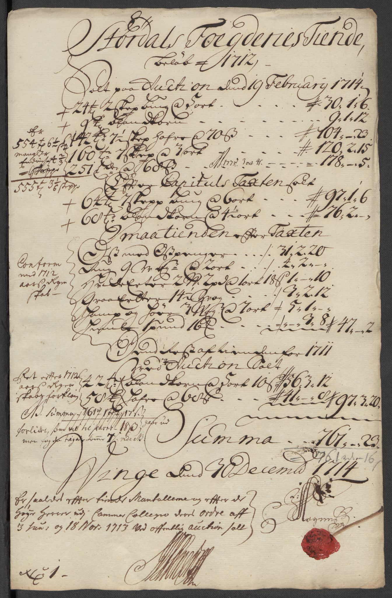 Rentekammeret inntil 1814, Reviderte regnskaper, Fogderegnskap, RA/EA-4092/R62/L4204: Fogderegnskap Stjørdal og Verdal, 1714, s. 220