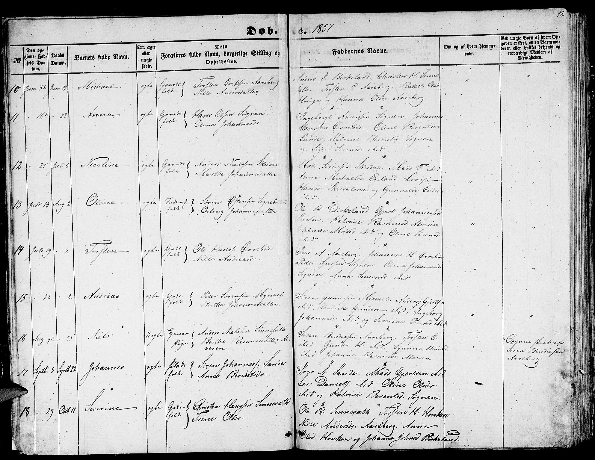 Gaular sokneprestembete, AV/SAB-A-80001/H/Hab: Klokkerbok nr. A 1, 1853-1864, s. 18
