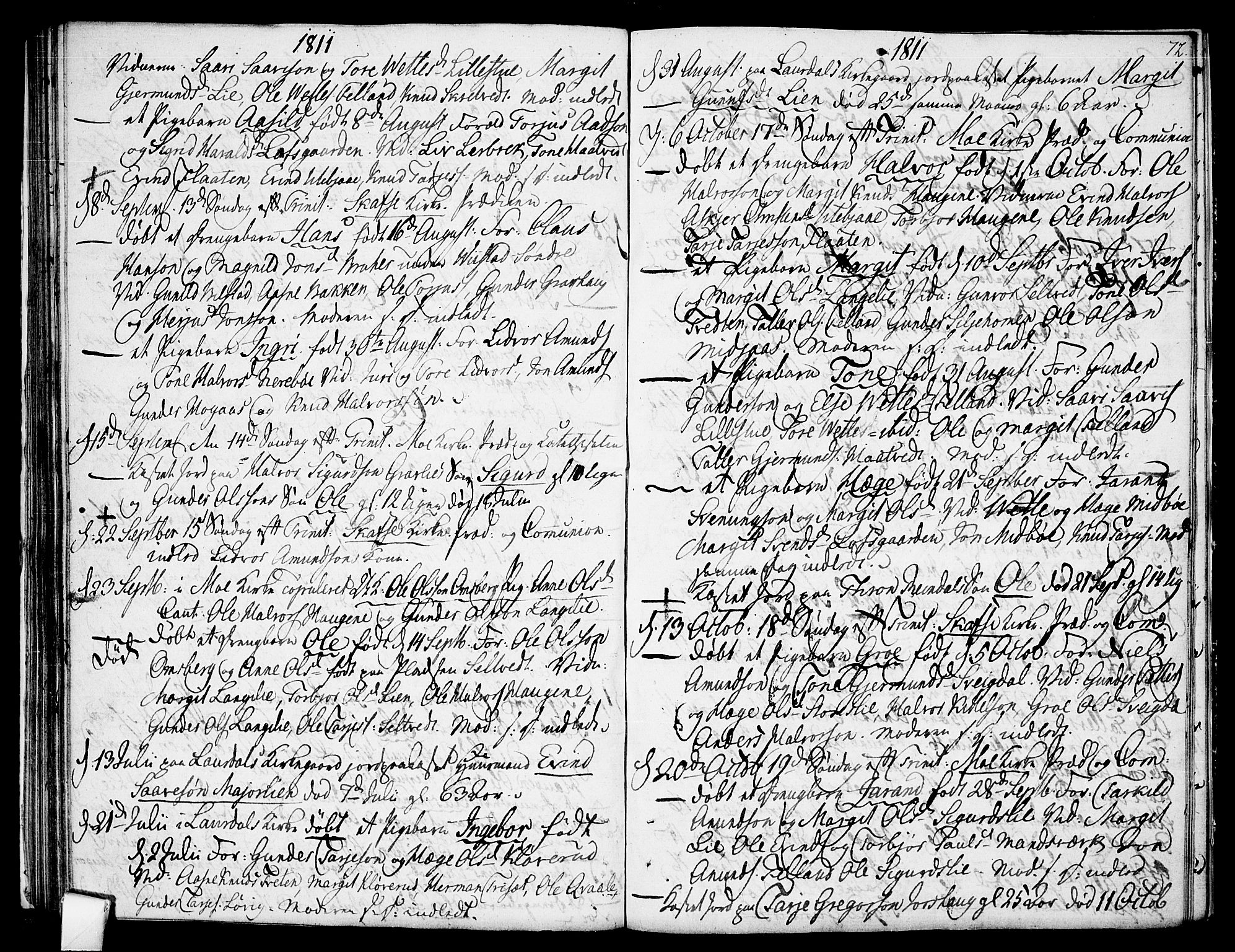 Mo kirkebøker, AV/SAKO-A-286/F/Fa/L0003: Ministerialbok nr. I 3, 1800-1814, s. 72