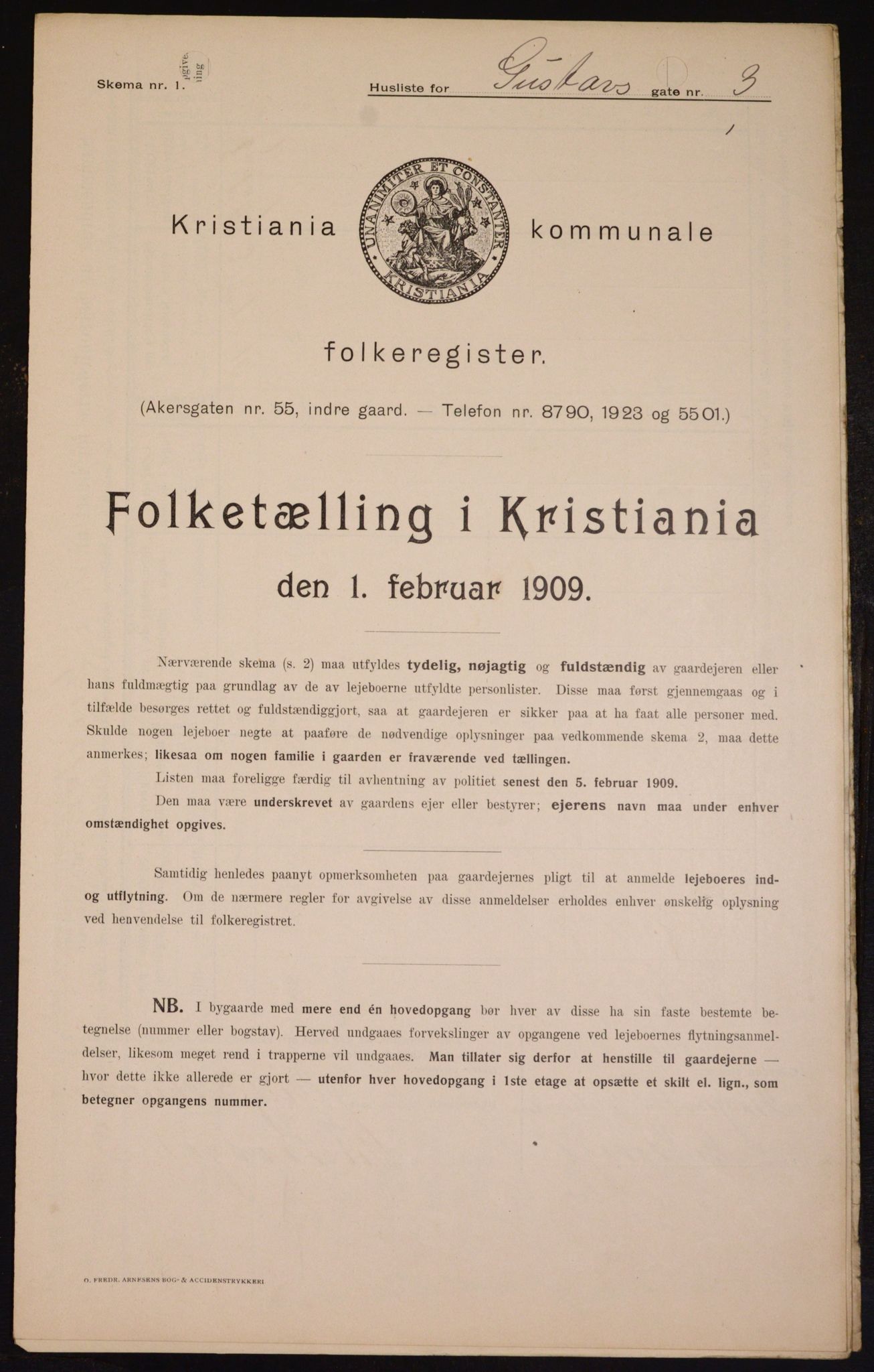 OBA, Kommunal folketelling 1.2.1909 for Kristiania kjøpstad, 1909, s. 29551