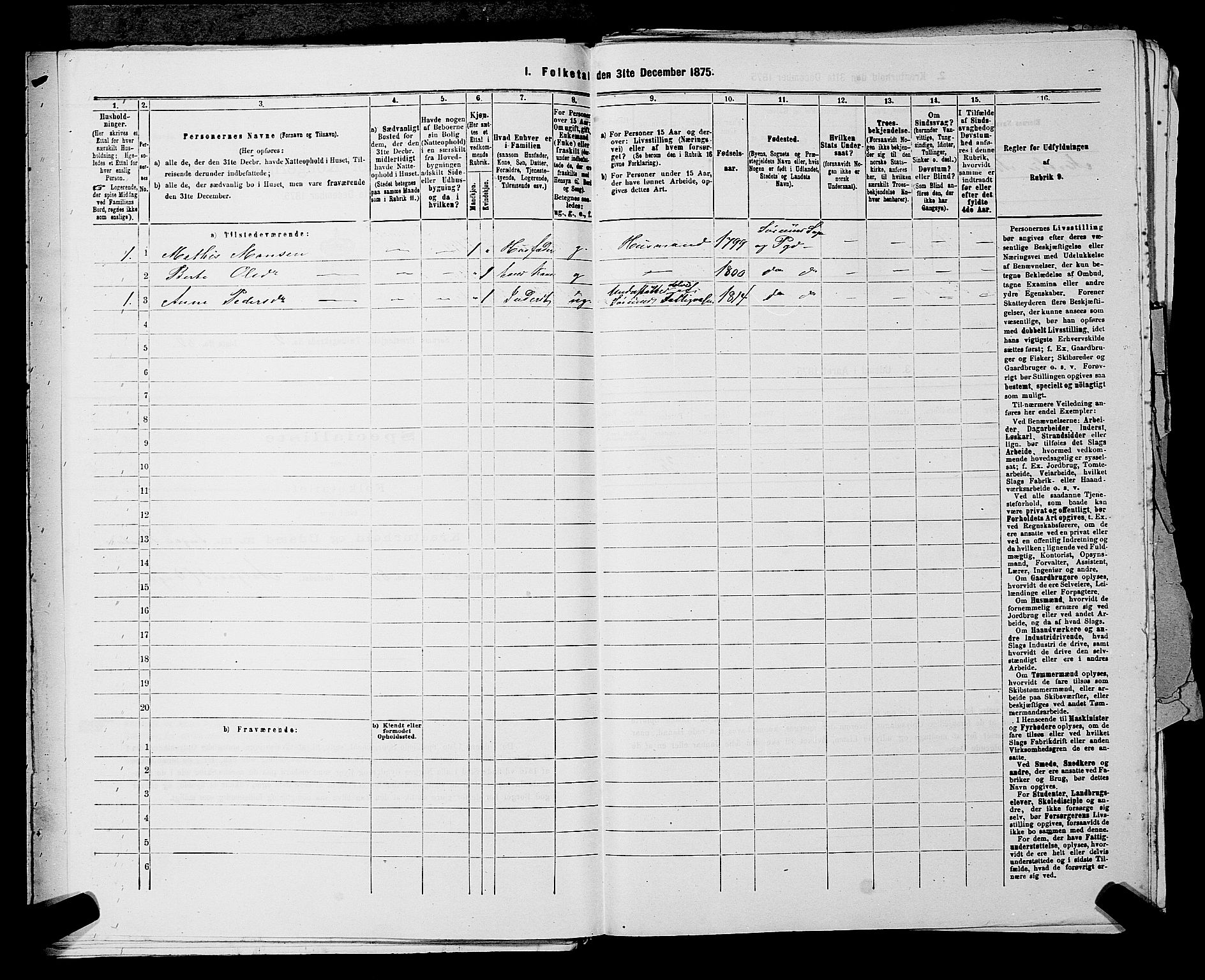 RA, Folketelling 1875 for 0226P Sørum prestegjeld, 1875, s. 309