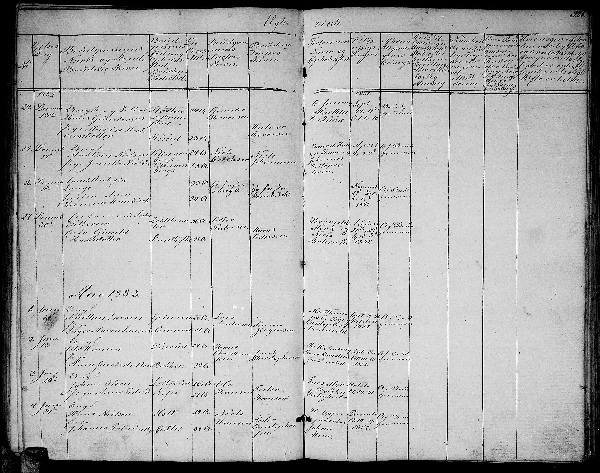Enebakk prestekontor Kirkebøker, SAO/A-10171c/G/Ga/L0004: Klokkerbok nr. I 4, 1850-1866, s. 326