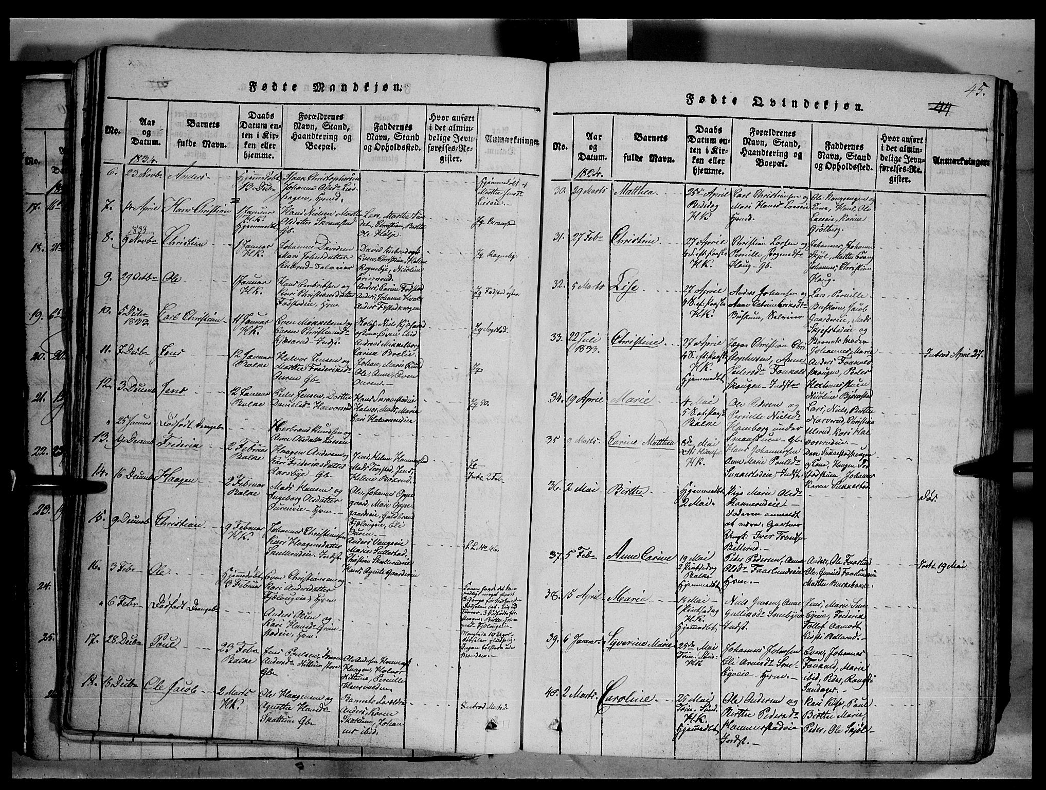 Østre Toten prestekontor, AV/SAH-PREST-104/H/Ha/Haa/L0001: Ministerialbok nr. 1, 1828-1839, s. 45