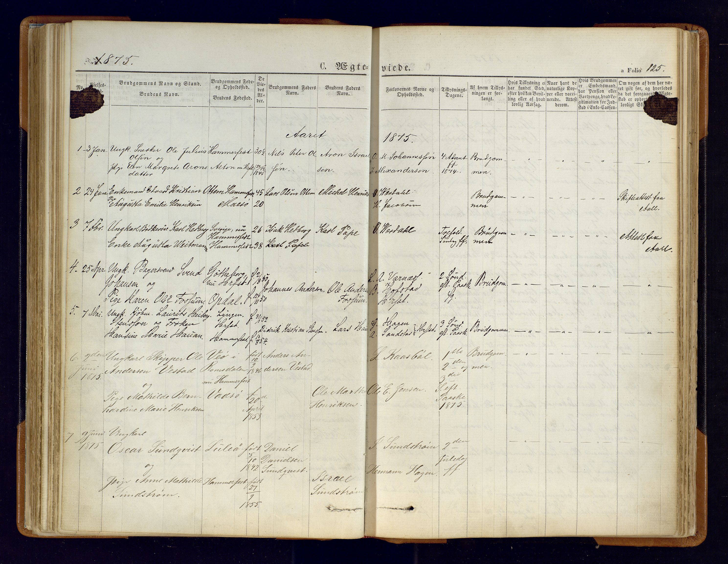Hammerfest sokneprestkontor, AV/SATØ-S-1347/H/Ha/L0006.kirke: Ministerialbok nr. 6, 1869-1877, s. 125