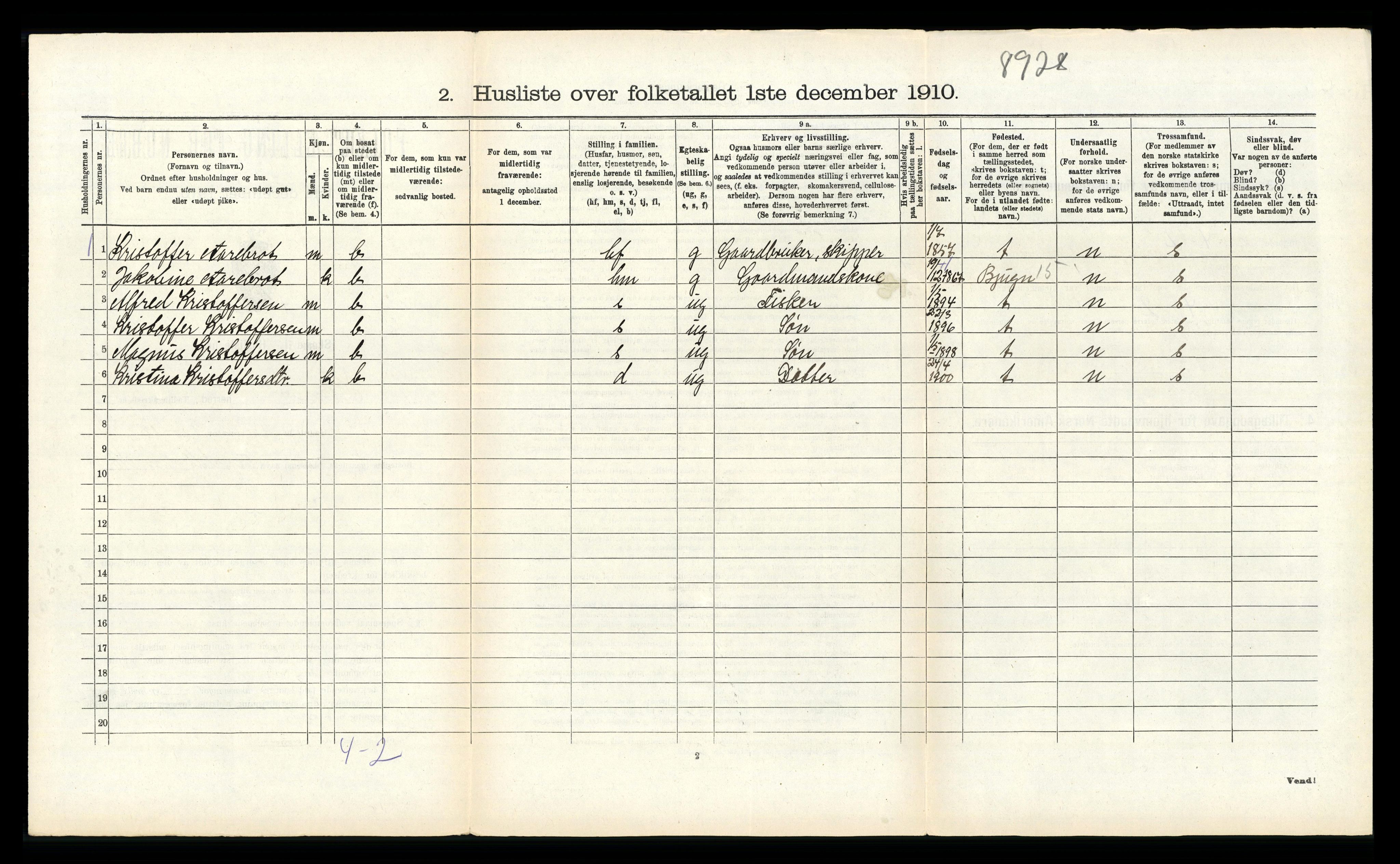 RA, Folketelling 1910 for 1437 Kinn herred, 1910, s. 221