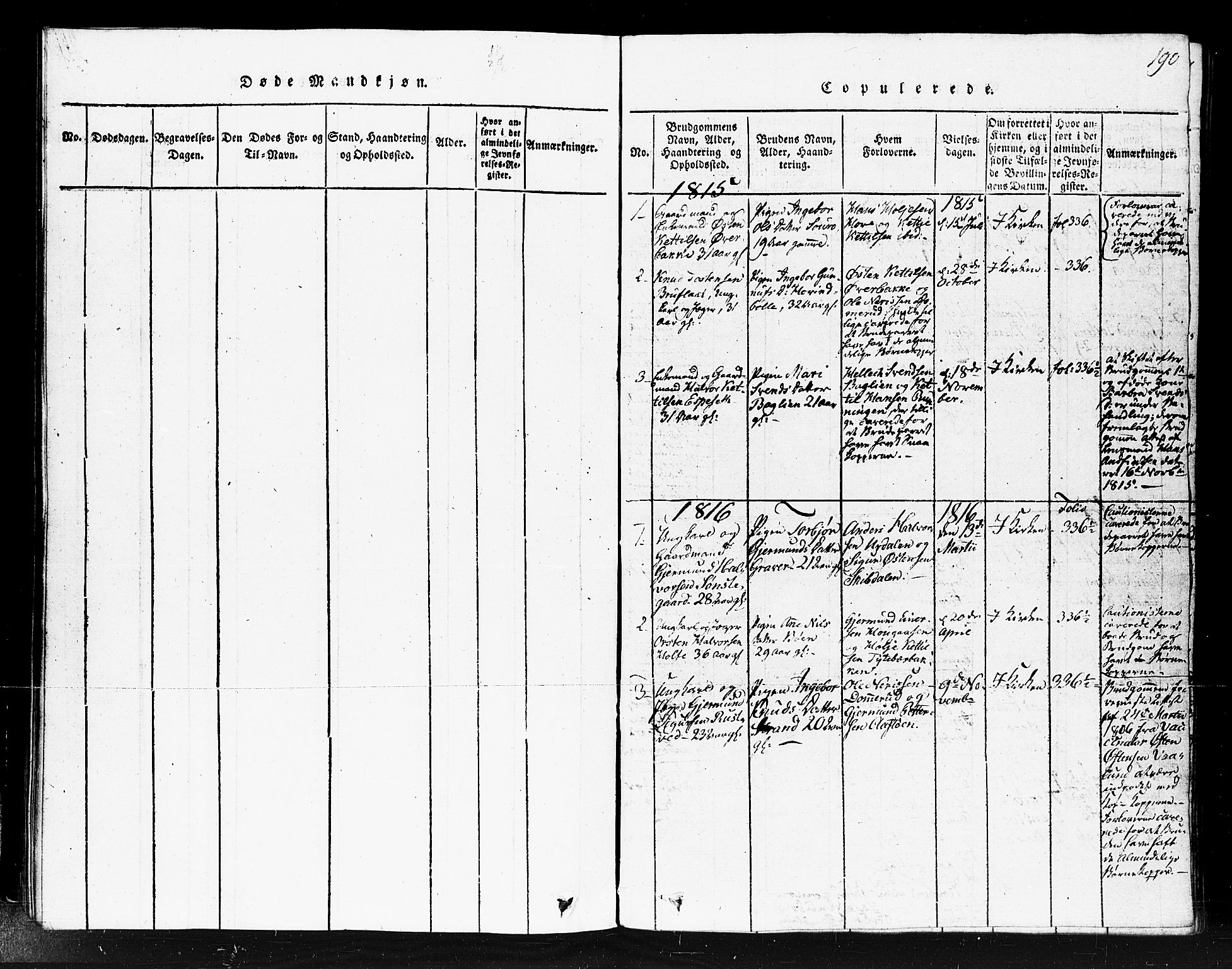 Gransherad kirkebøker, AV/SAKO-A-267/F/Fb/L0002: Ministerialbok nr. II 2, 1815-1843, s. 190