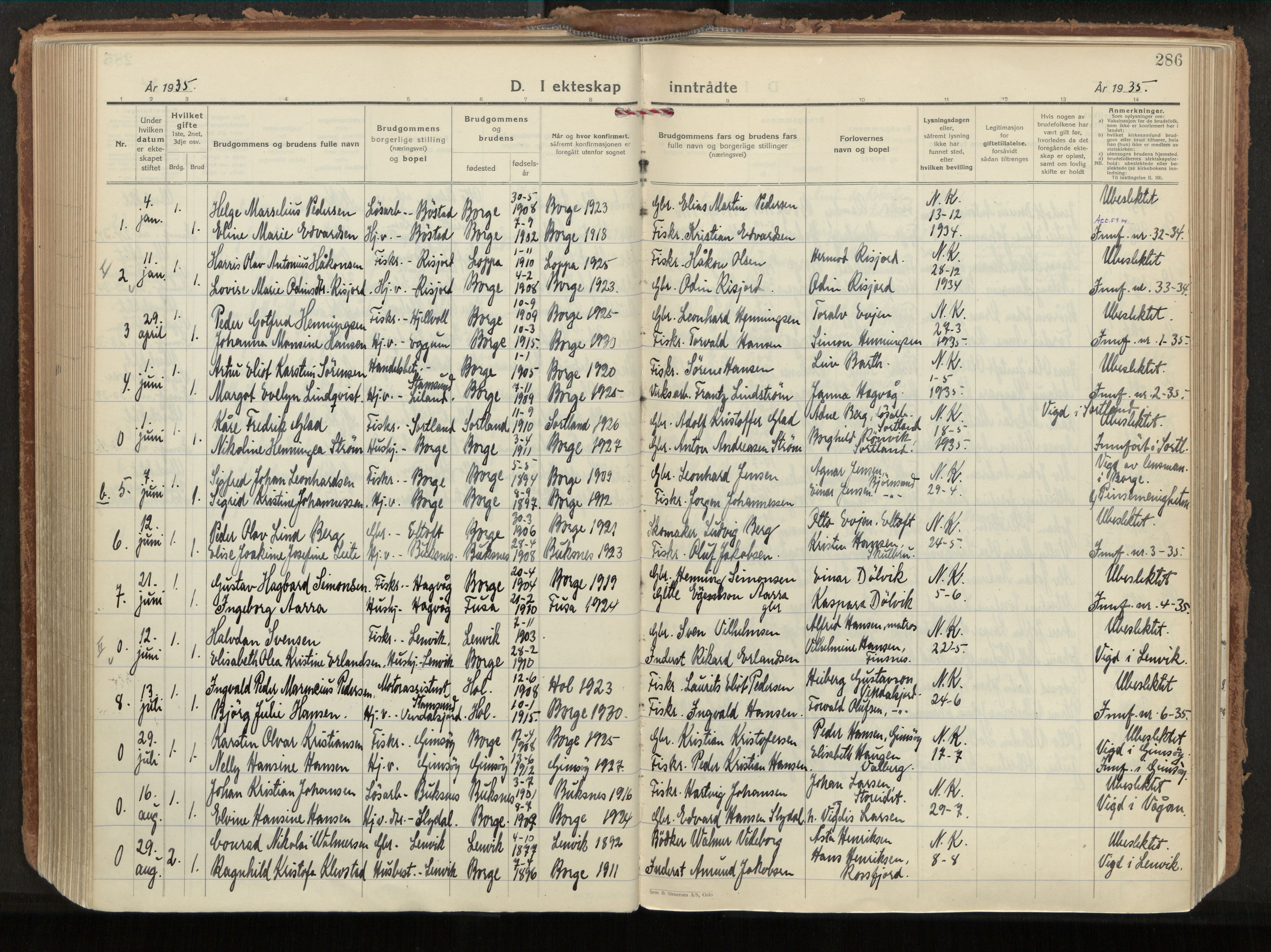 Ministerialprotokoller, klokkerbøker og fødselsregistre - Nordland, AV/SAT-A-1459/880/L1137: Ministerialbok nr. 880A11, 1927-1944, s. 286